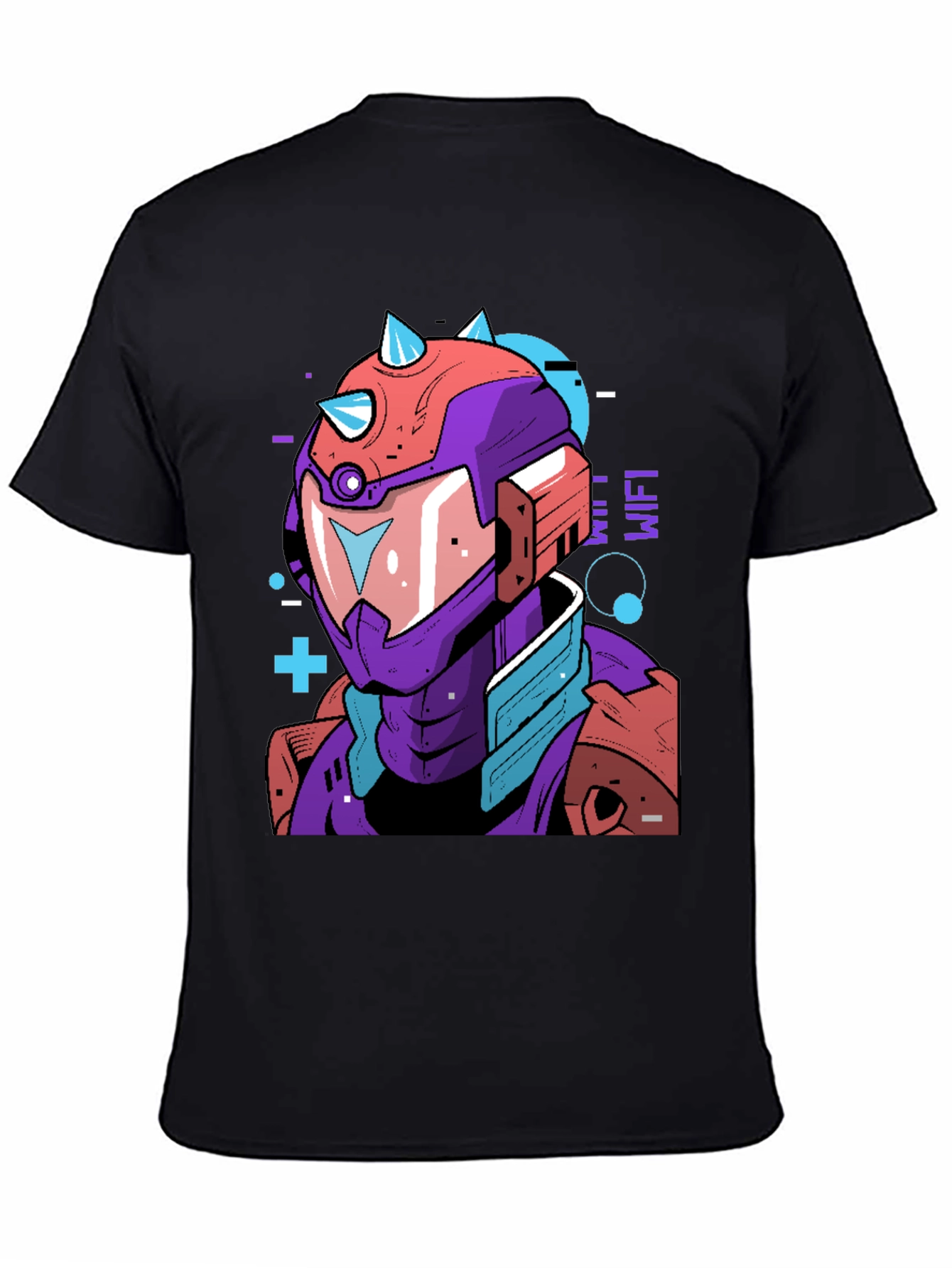 Cyberpunk Robot Graphic Tee - Black Cotton Shirt