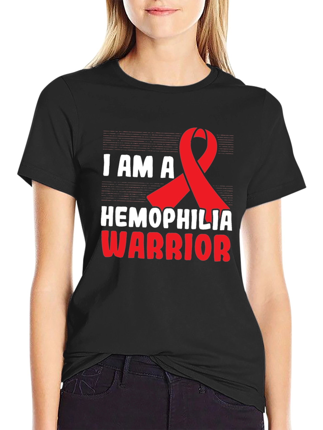 Hemophilia Warrior T-Shirt - Red Ribbon Graphic Tee