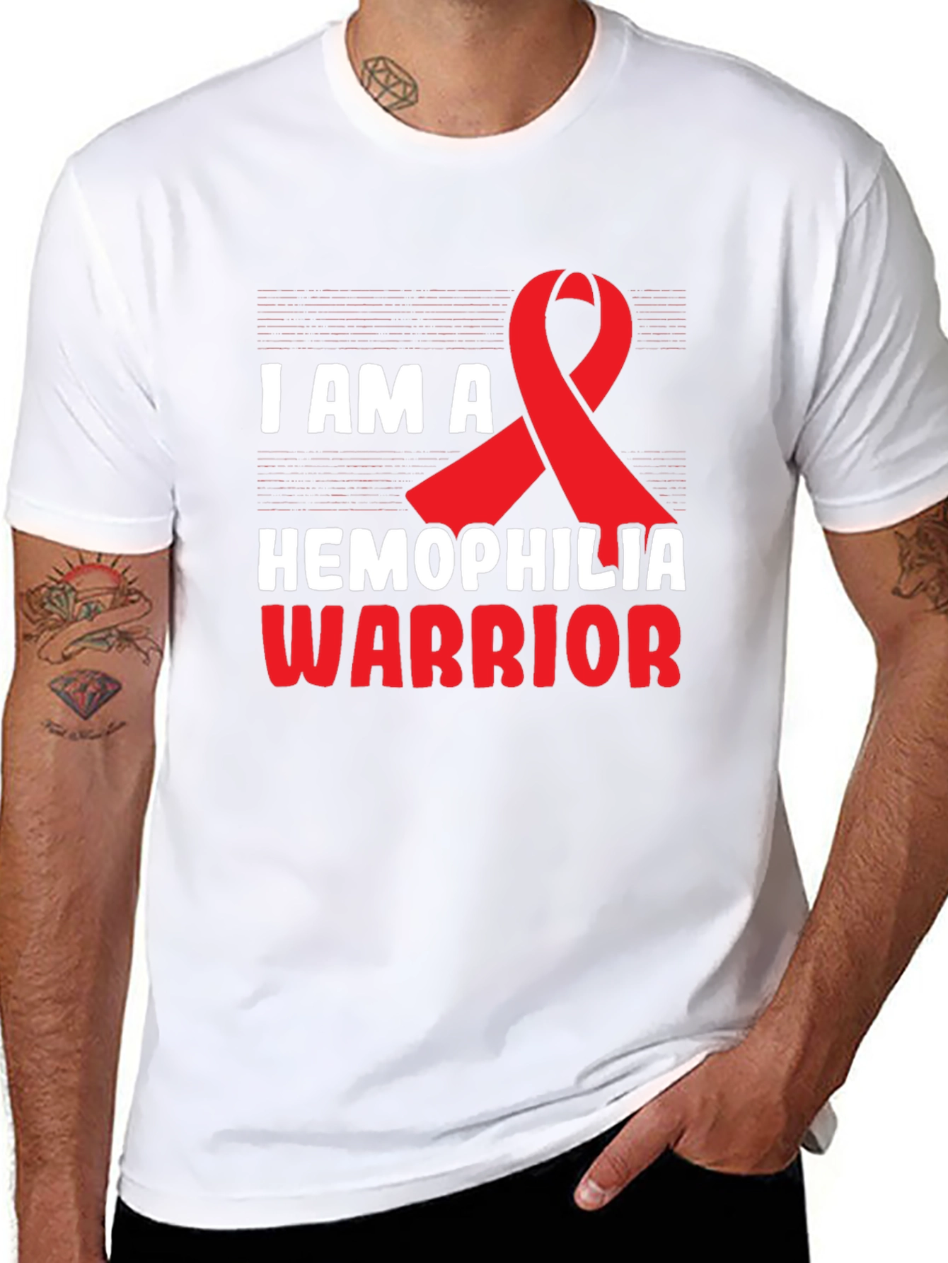 Hemophilia Warrior T-Shirt - Red Ribbon Graphic Tee