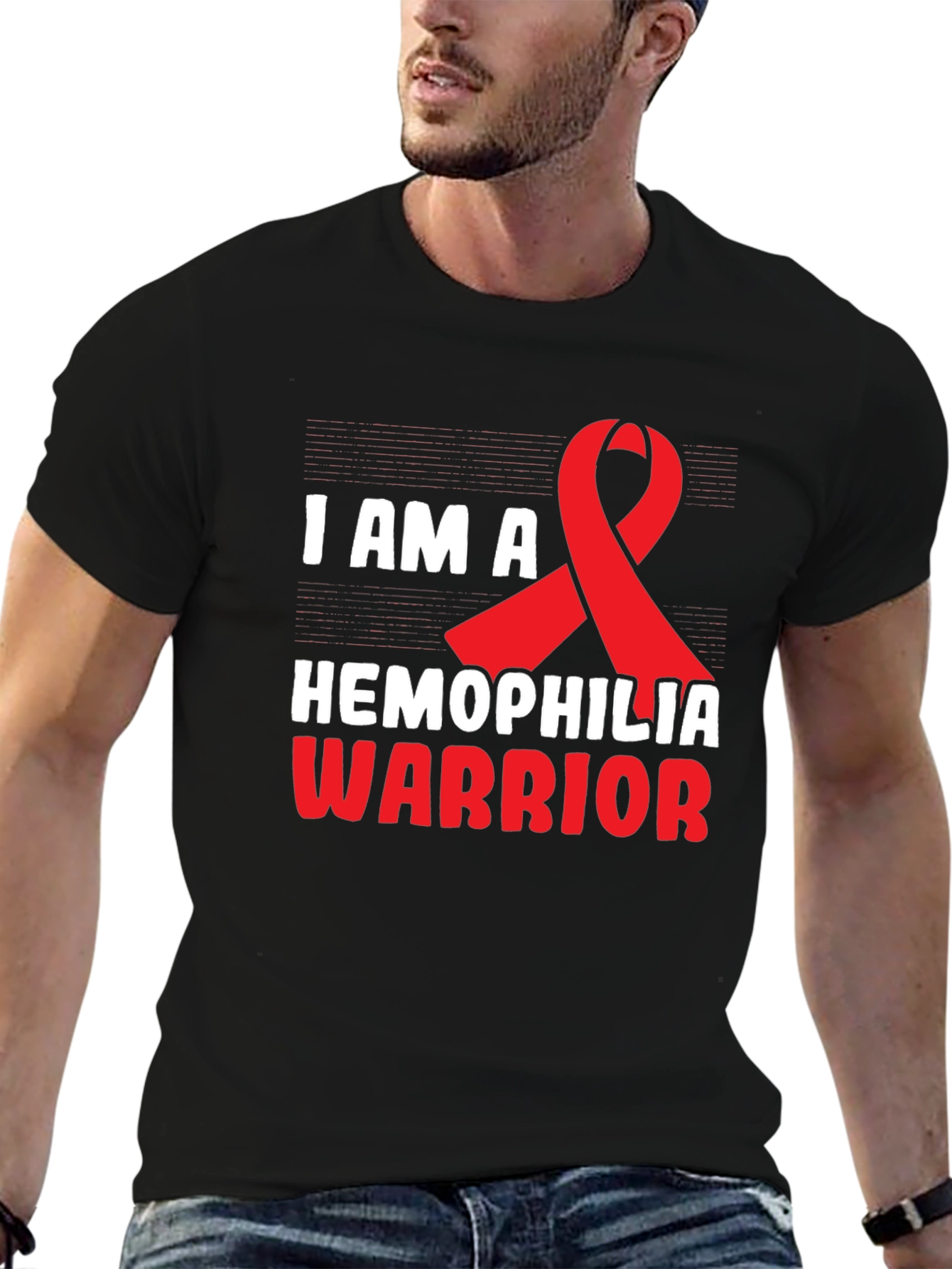Hemophilia Warrior T-Shirt - Red Ribbon Graphic Tee