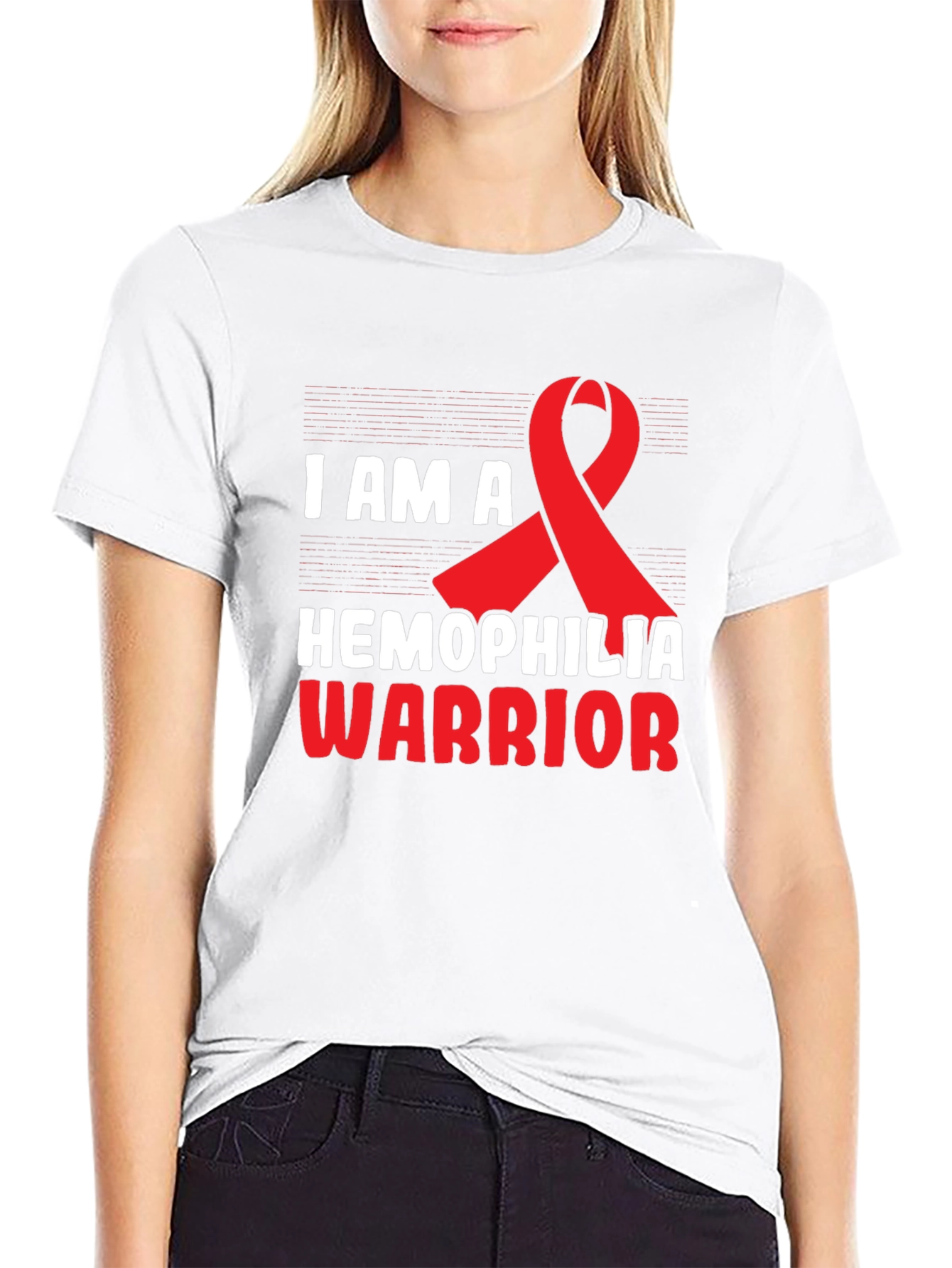 Hemophilia Warrior T-Shirt - Red Ribbon Graphic Tee
