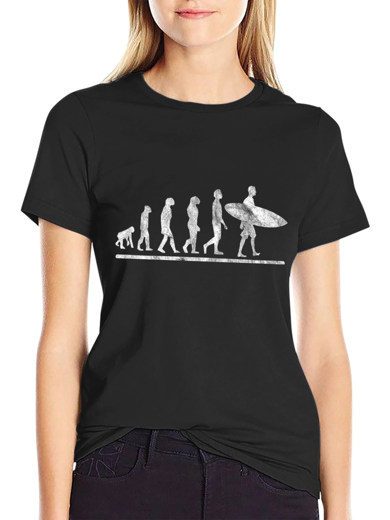 Evolution of Surfing Black T-Shirt