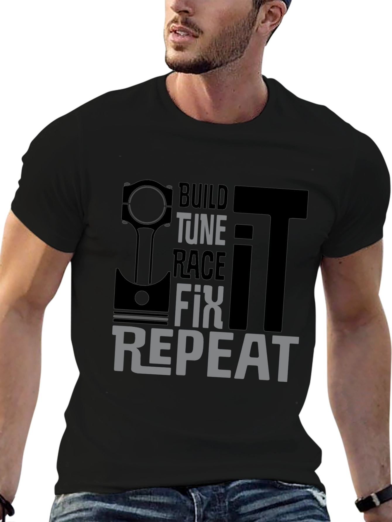 Build Tune Race Fix Repeat Mens T-Shirt