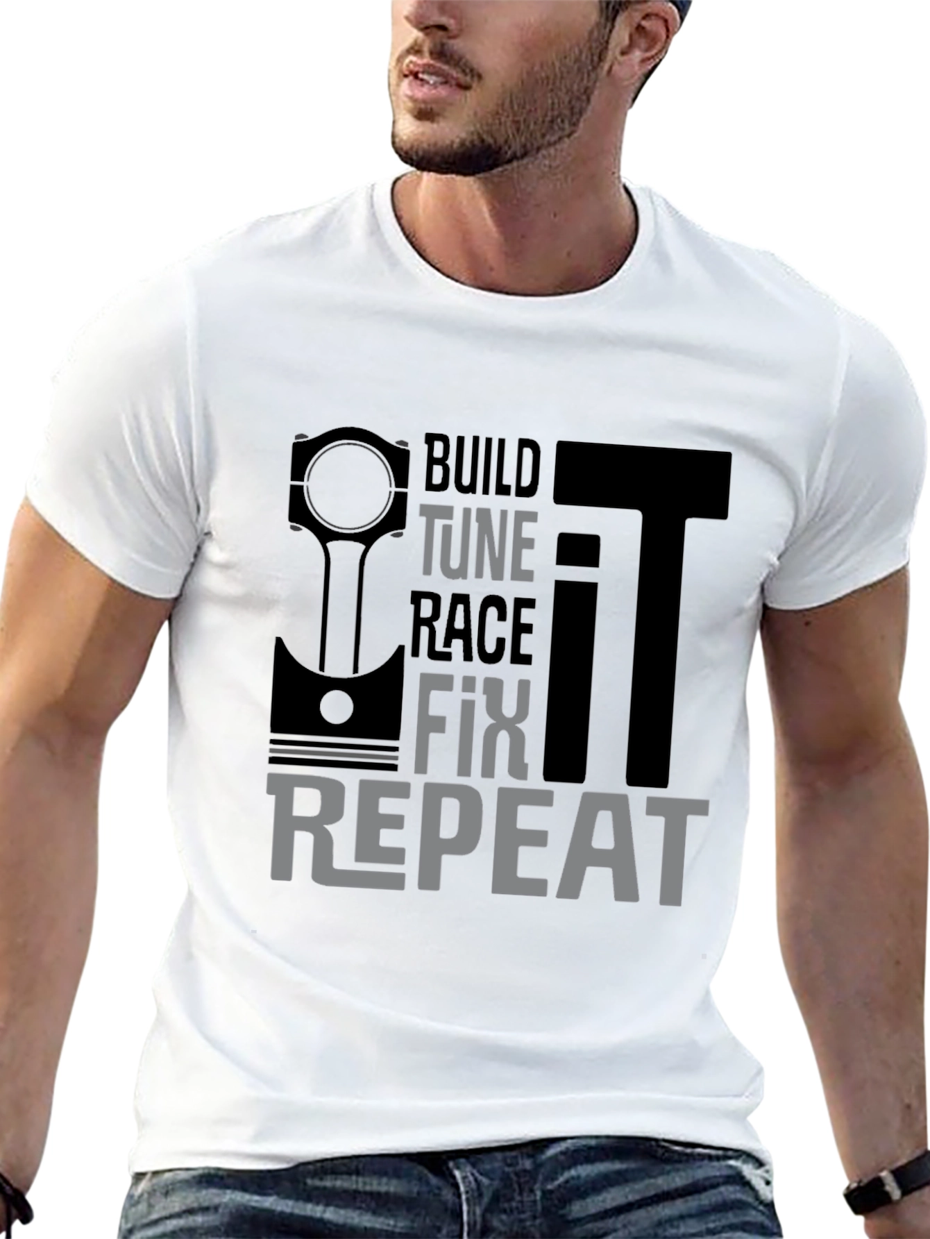 Build Tune Race Fix Repeat Mens T-Shirt