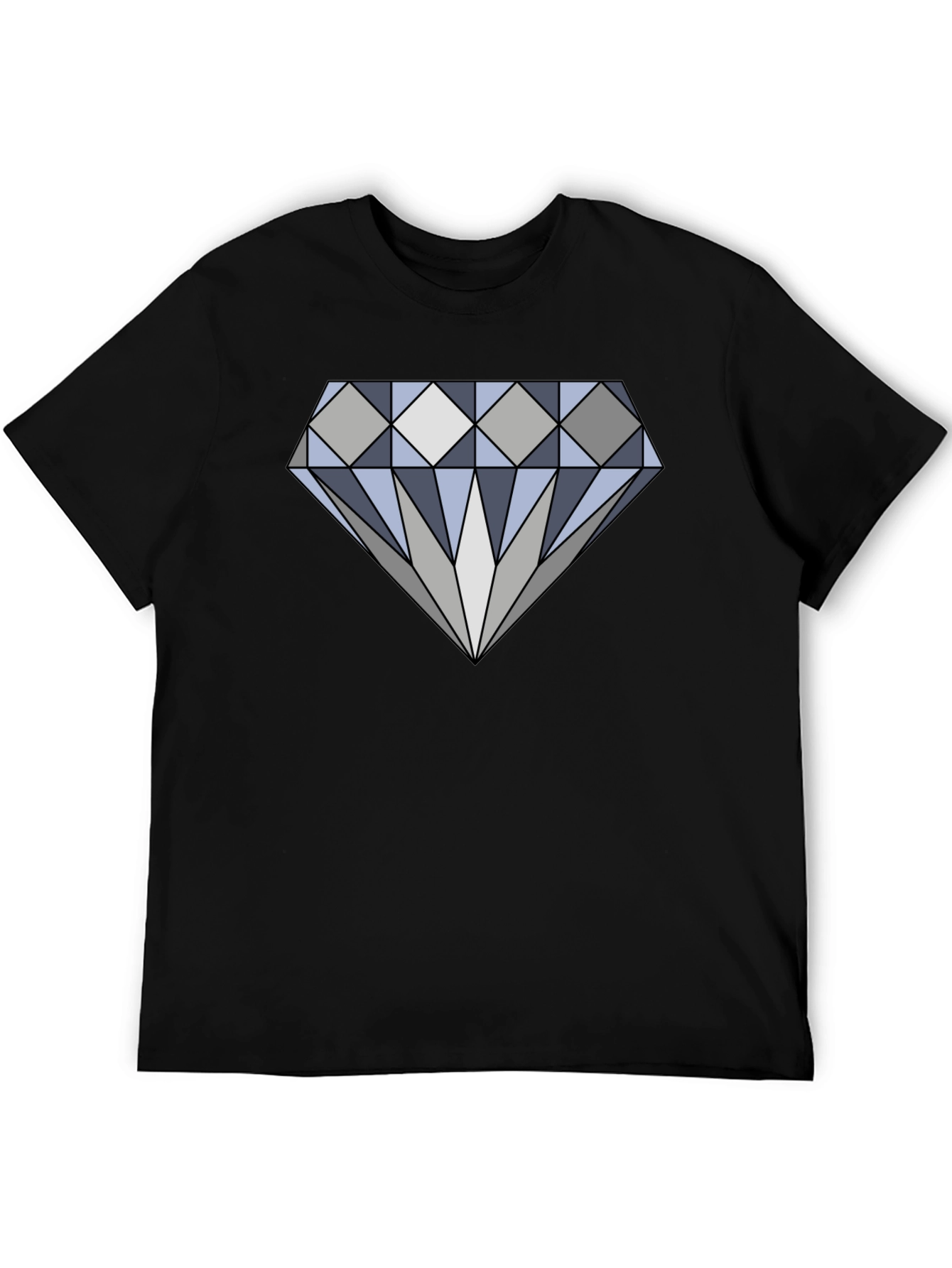 Geometric Diamond Graphic Tee - Modern Black T-Shirt