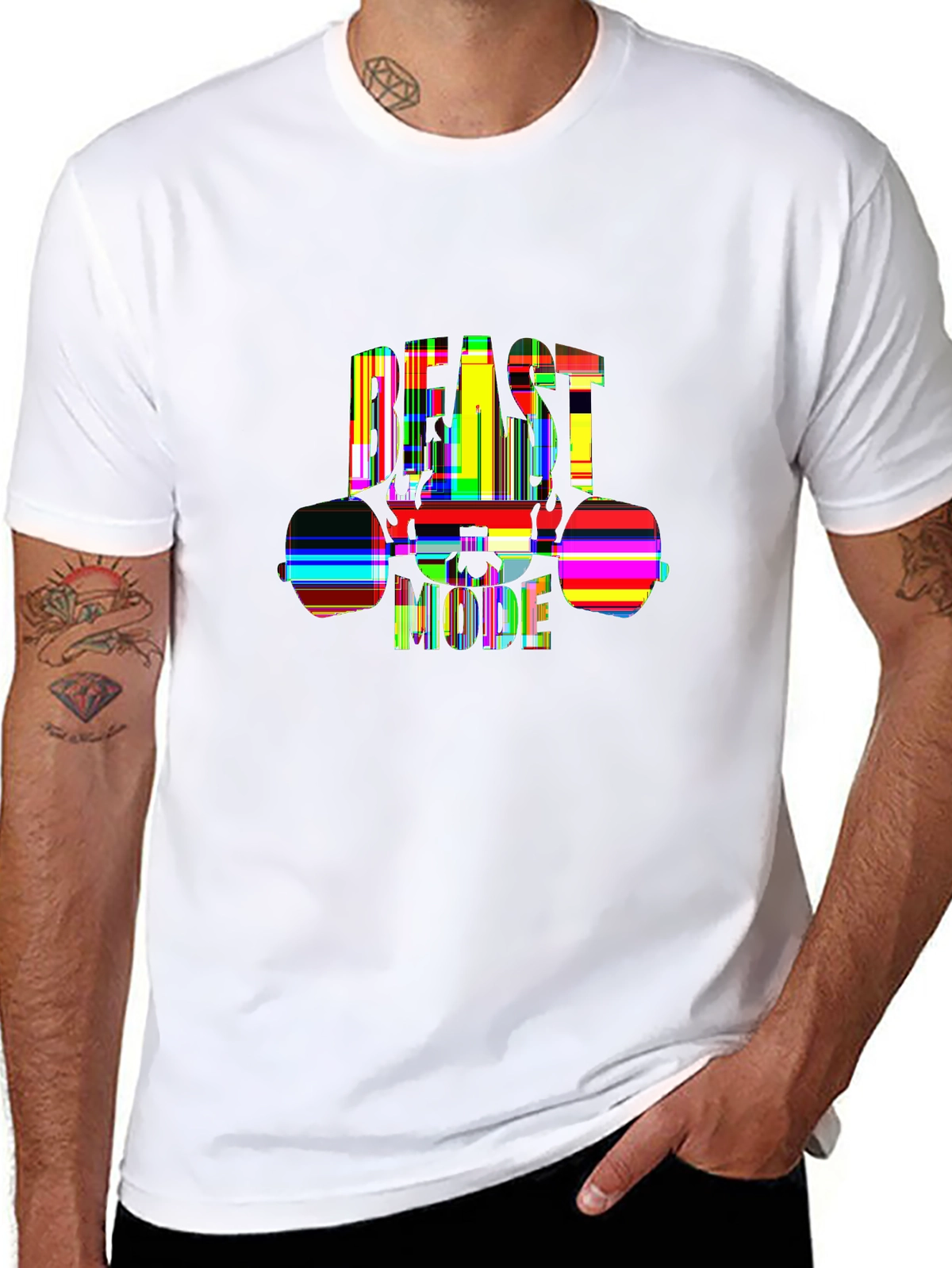 Beast Mode Gym Shirt - Neon Glitch Fitness Tee for Men & Women