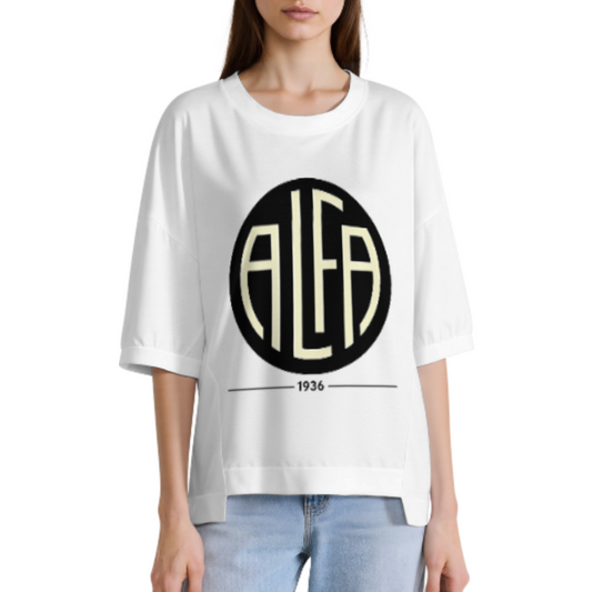 Vintage Minimalist Alfa Graphic Tee, Retro Monogram Streetwear Shirt, Classic Circle Logo Oversized T-Shirt, Modern Casual Fashion Top(z561)