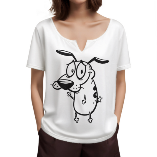 Funny Cartoon Dog Graphic Tee, Cute Retro Puppy Illustration Shirt, Minimal Black And White Dog Lover T-Shirt, Casual Funny Pet Graphic Top(z556)