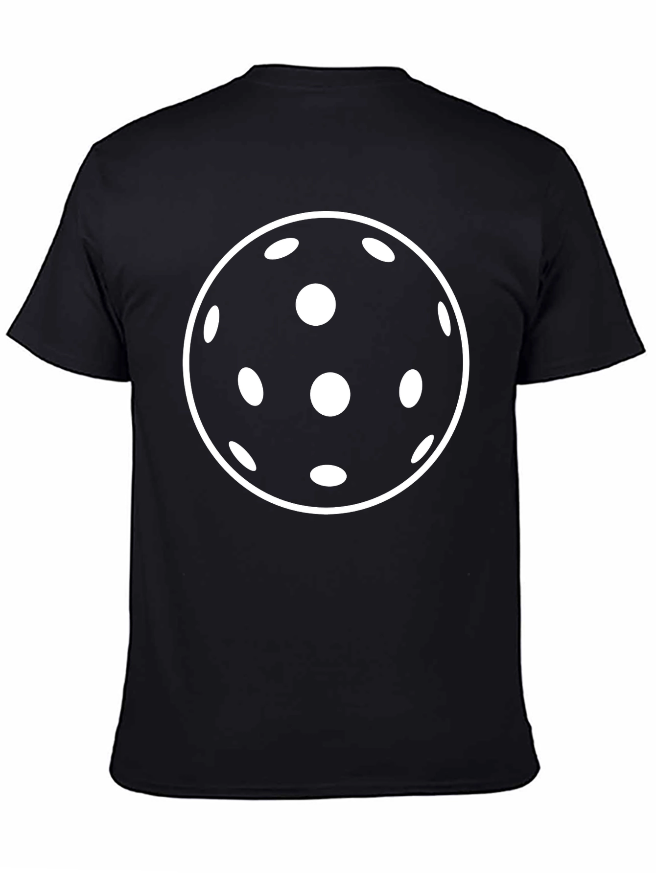 Pickleball T-Shirt - Black with White Ball Design