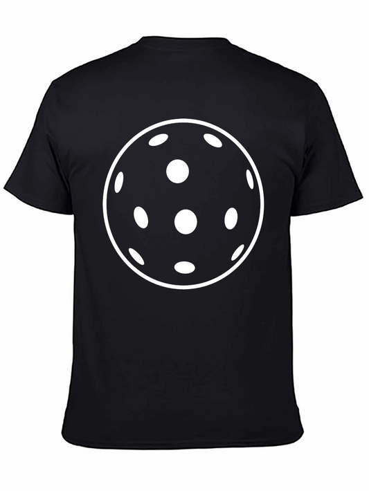 Pickleball T-Shirt - Black with White Ball Design