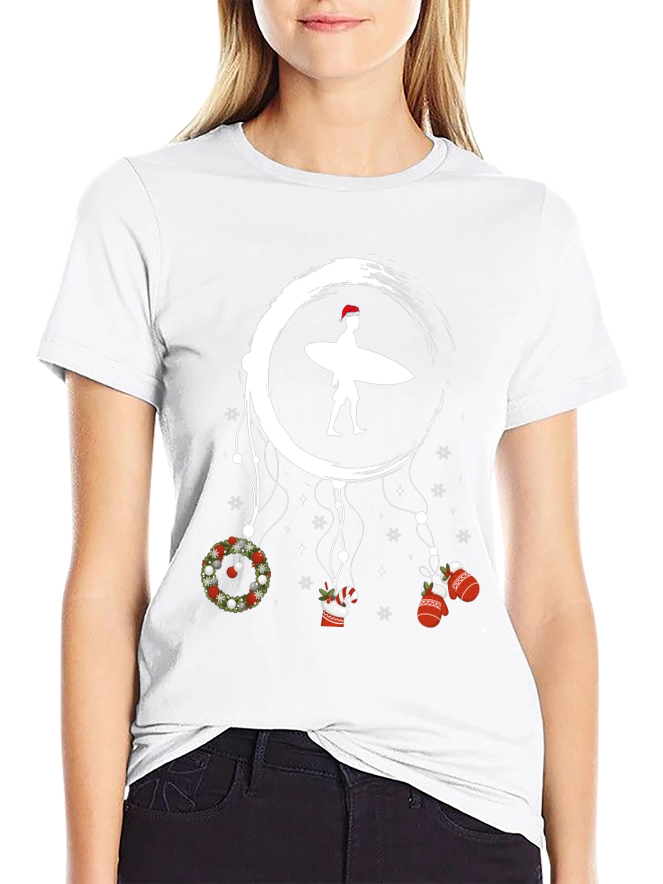 Surfing Santa Christmas Dreamcatcher T-Shirt