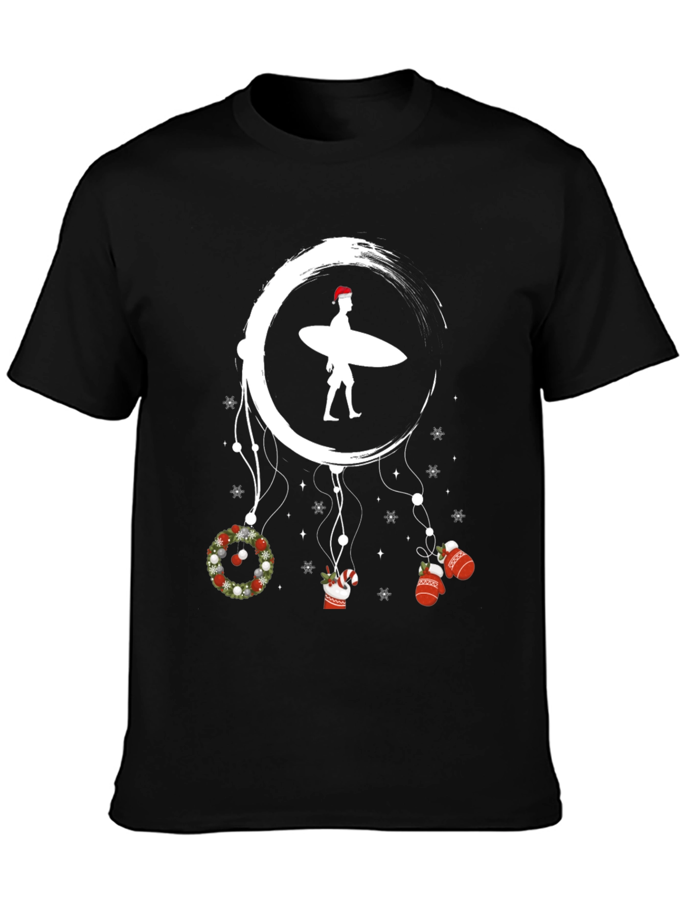 Surfing Santa Christmas Dreamcatcher T-Shirt