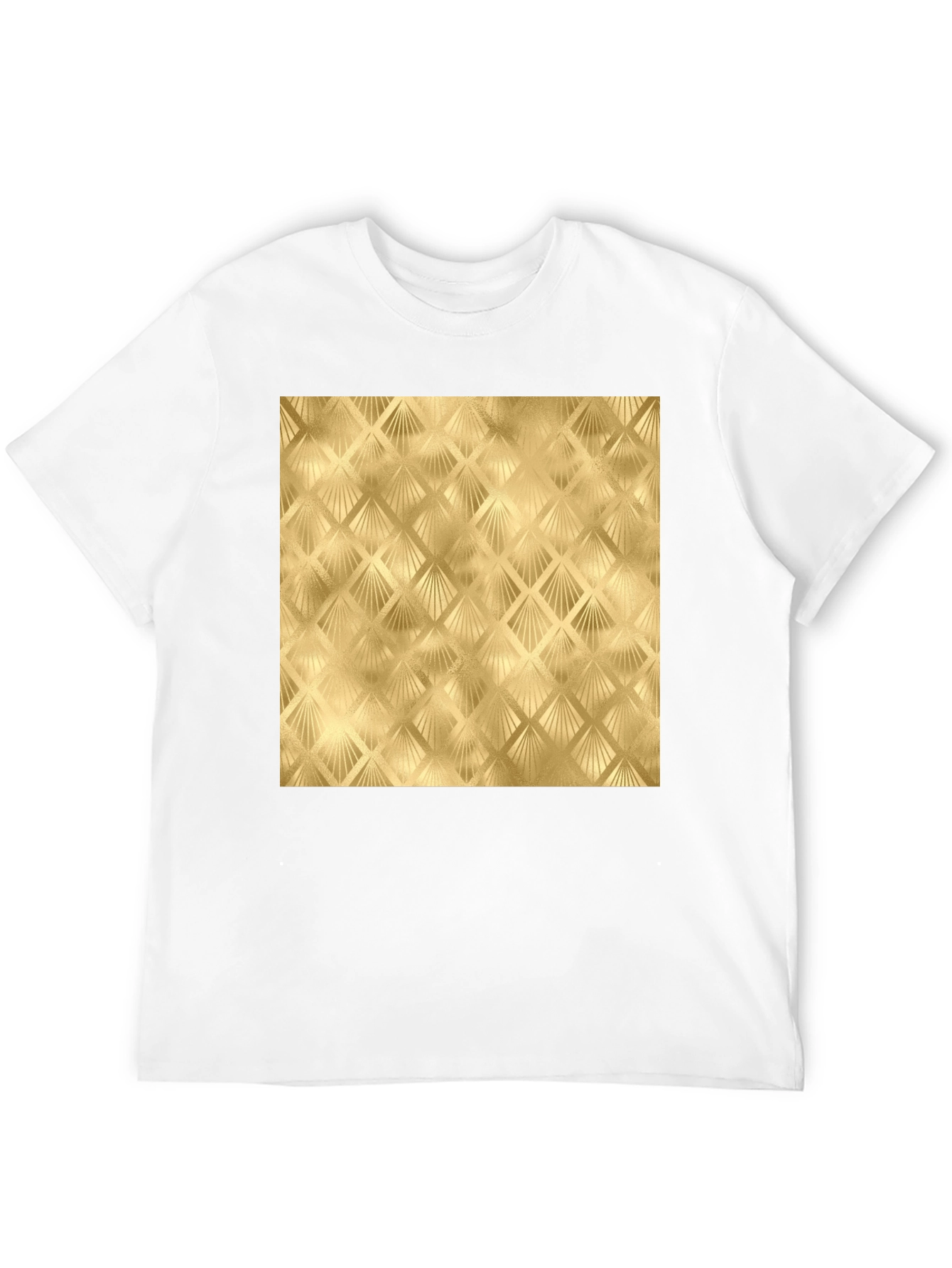 Golden Art Deco Pattern Black T-Shirt