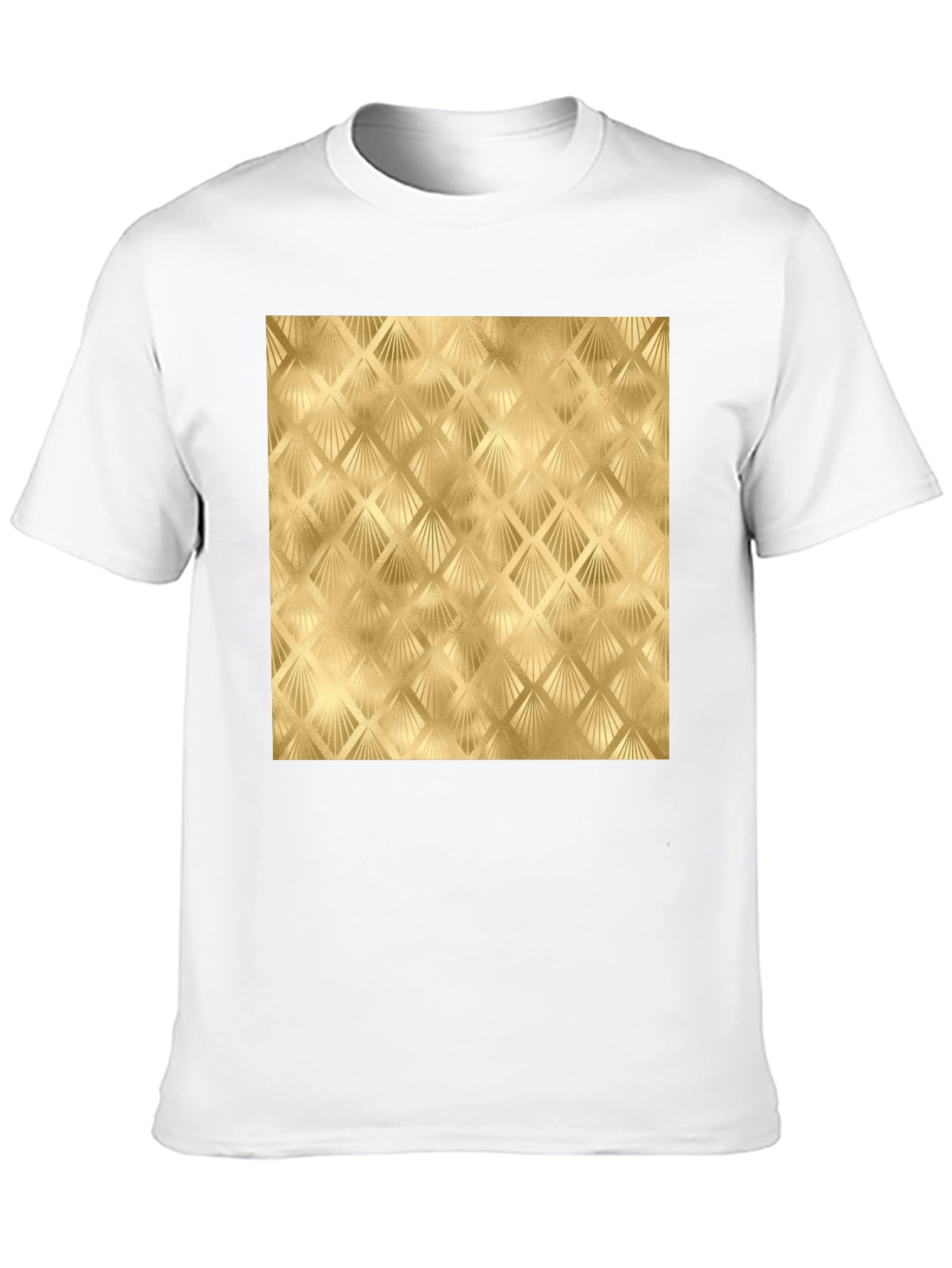 Golden Art Deco Pattern Black T-Shirt