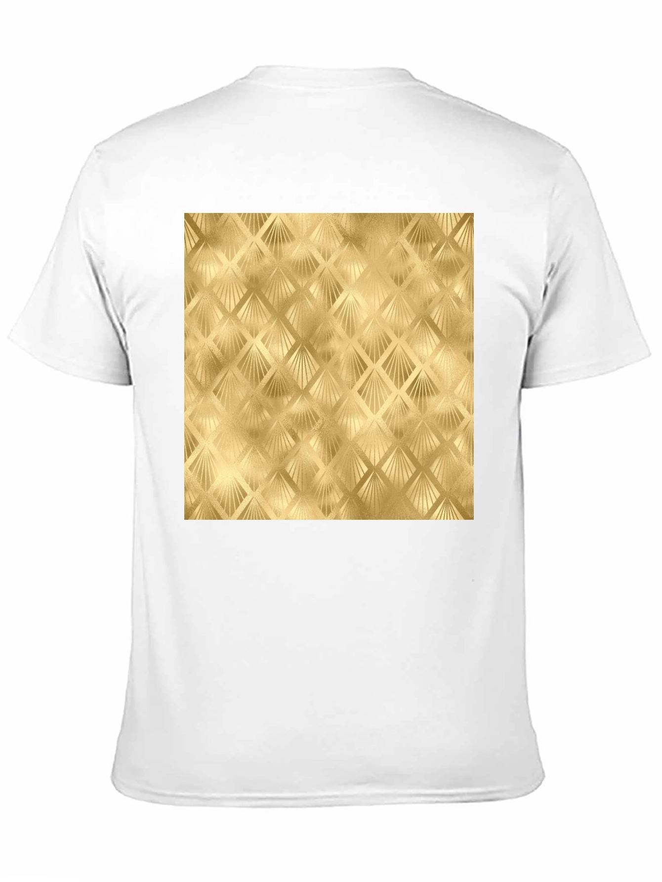 Golden Art Deco Pattern Black T-Shirt