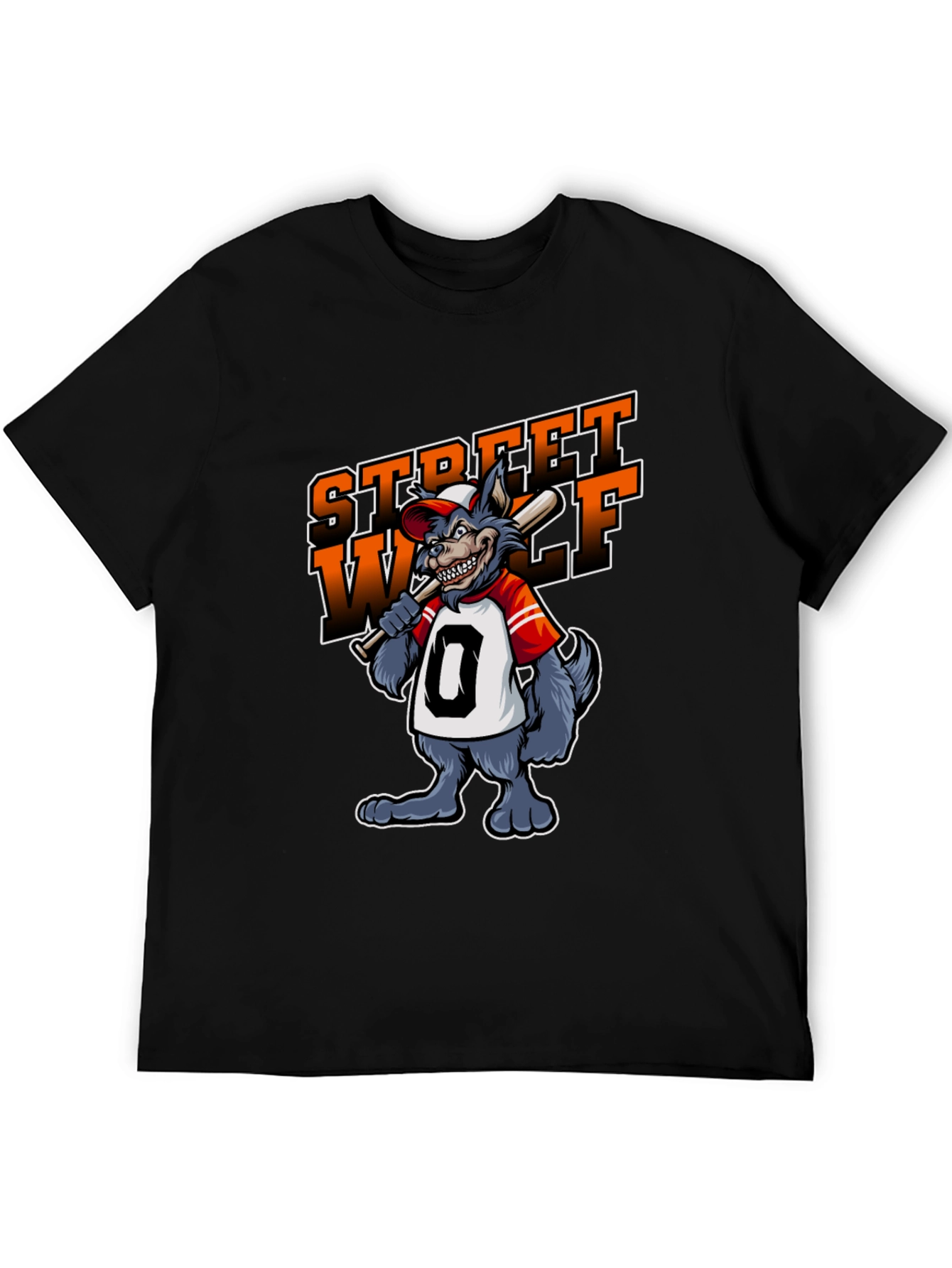 Street Wolf Graphic T-Shirt - Baseball Style