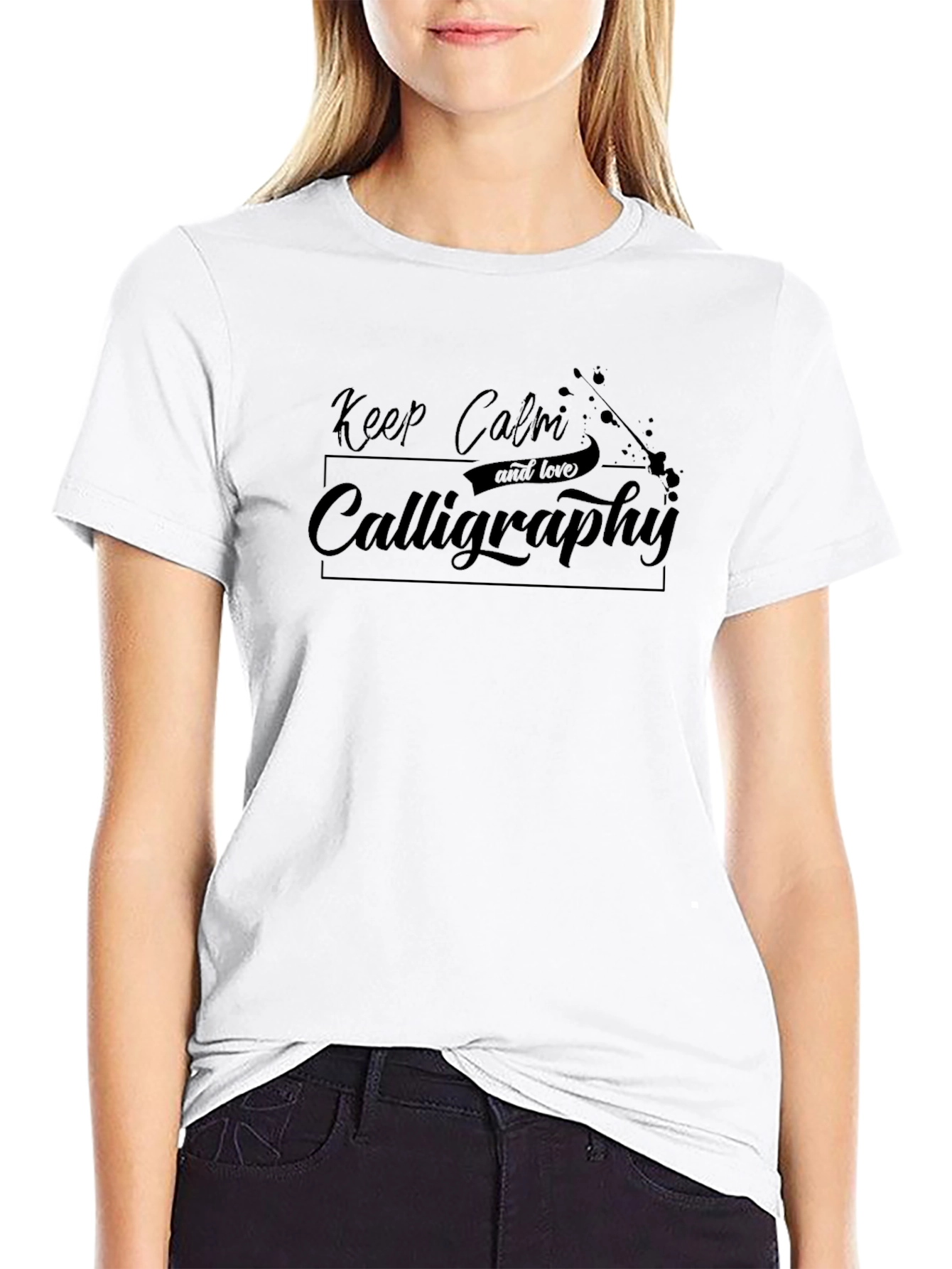 Keep Calm and Love Calligraphy Black T-Shirt