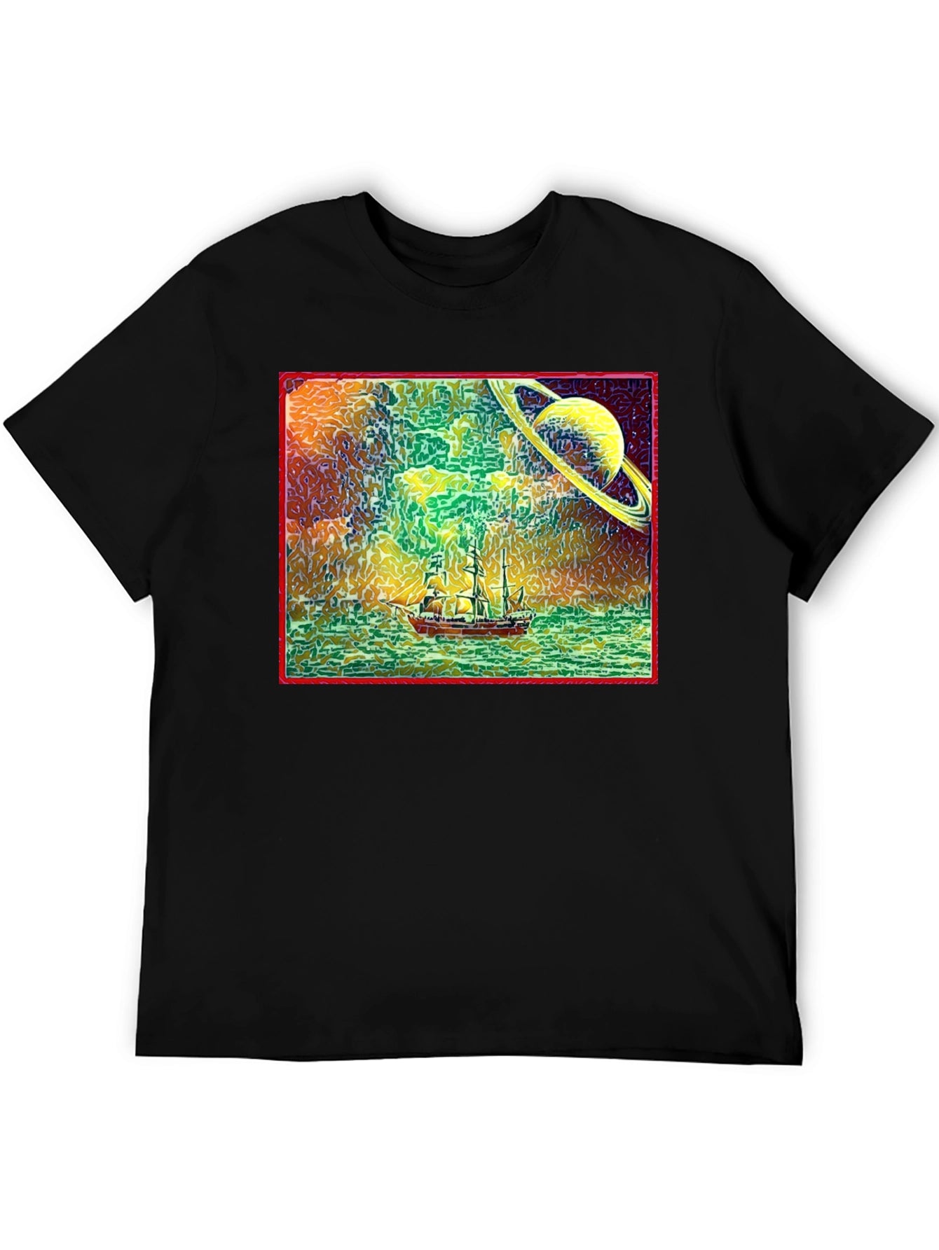 Surreal Saturn Sailboat Graphic Tee - Unique Design