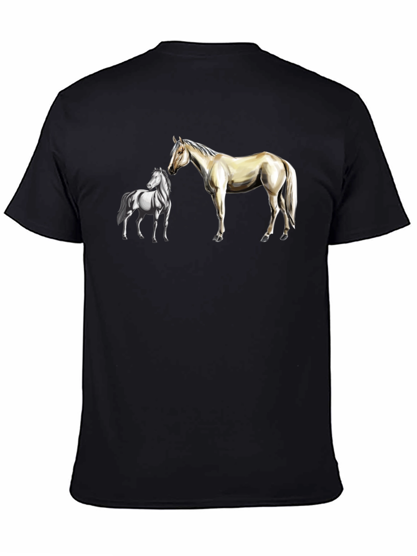Horse Graphic Tee: Black Cotton Blend