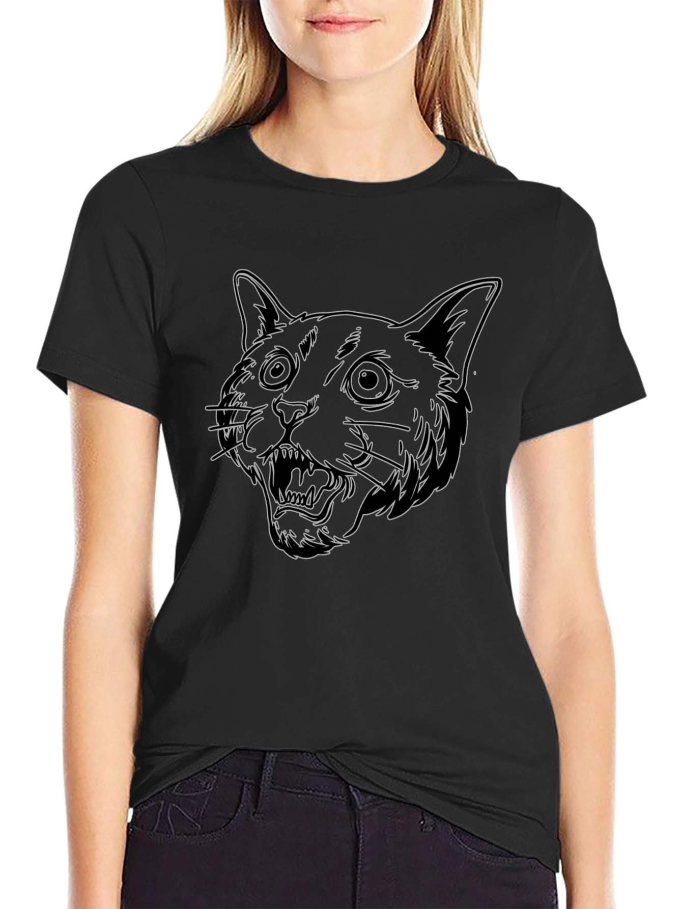Cool Black T-Shirt with Cat Design