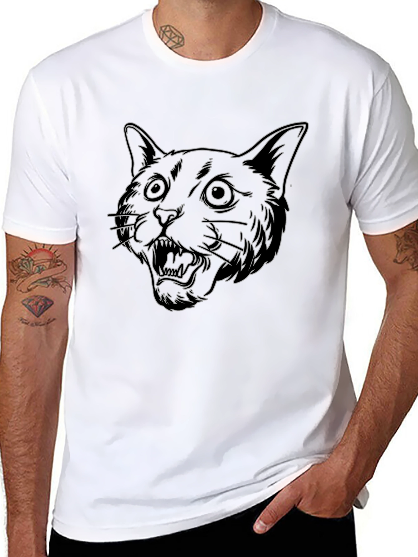 Cool Black T-Shirt with Cat Design