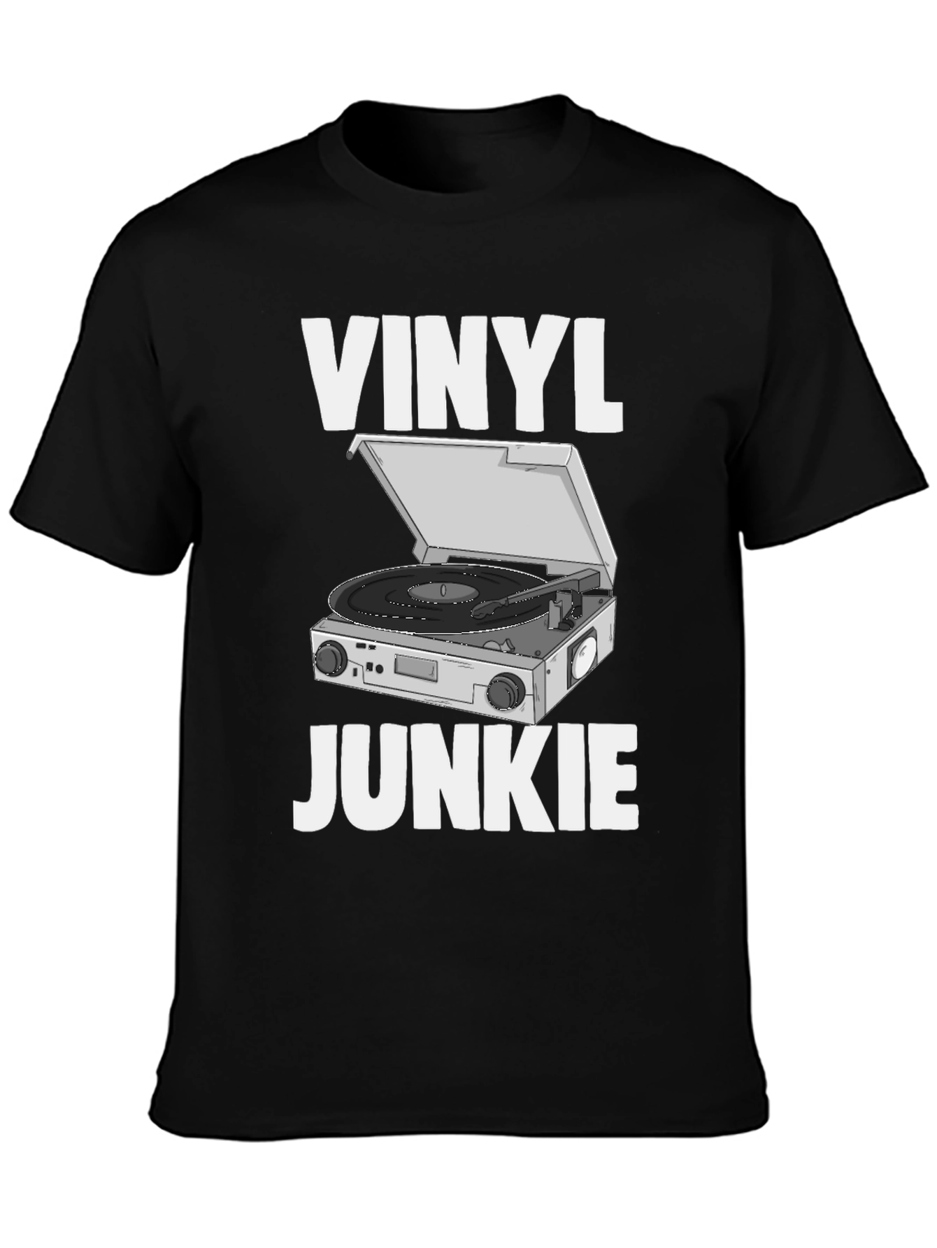 Vinyl Junkie Graphic Tee - Retro Music Lover T-Shirt