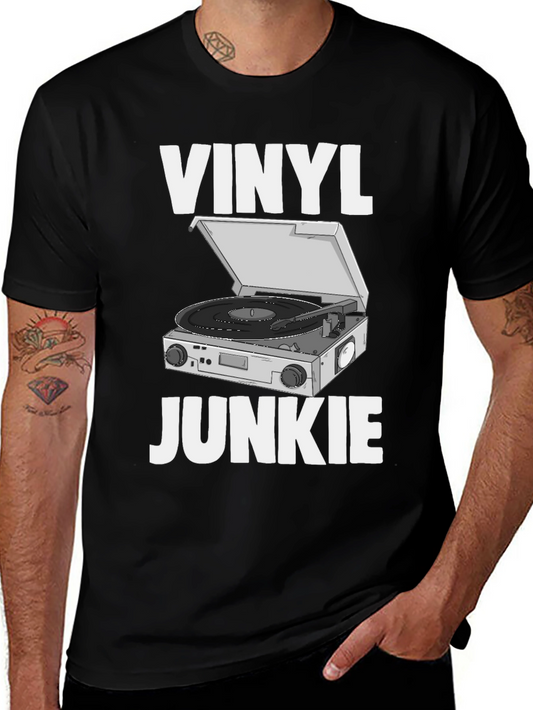 Vinyl Junkie Graphic Tee - Retro Music Lover T-Shirt
