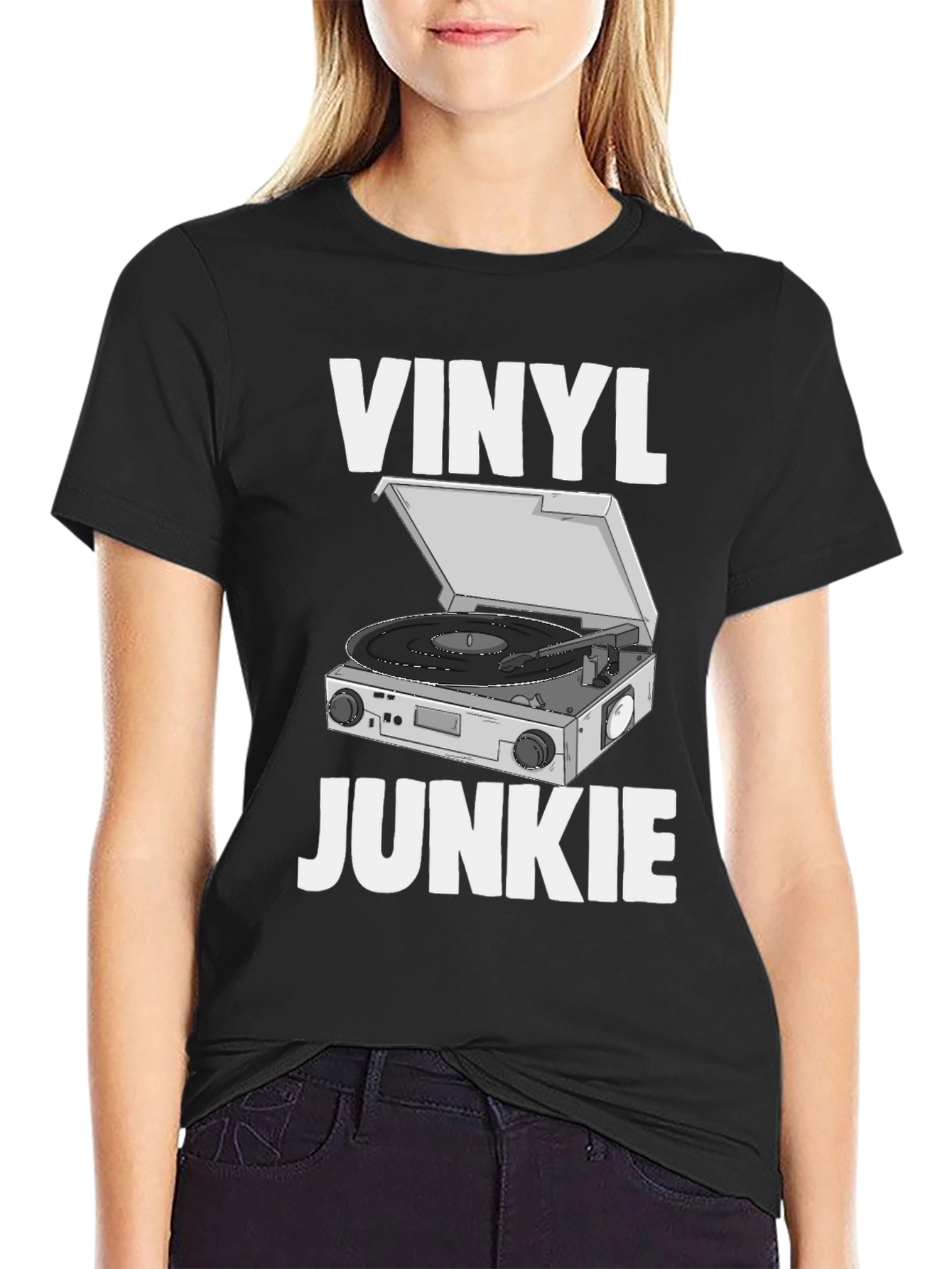 Vinyl Junkie Graphic Tee - Retro Music Lover T-Shirt