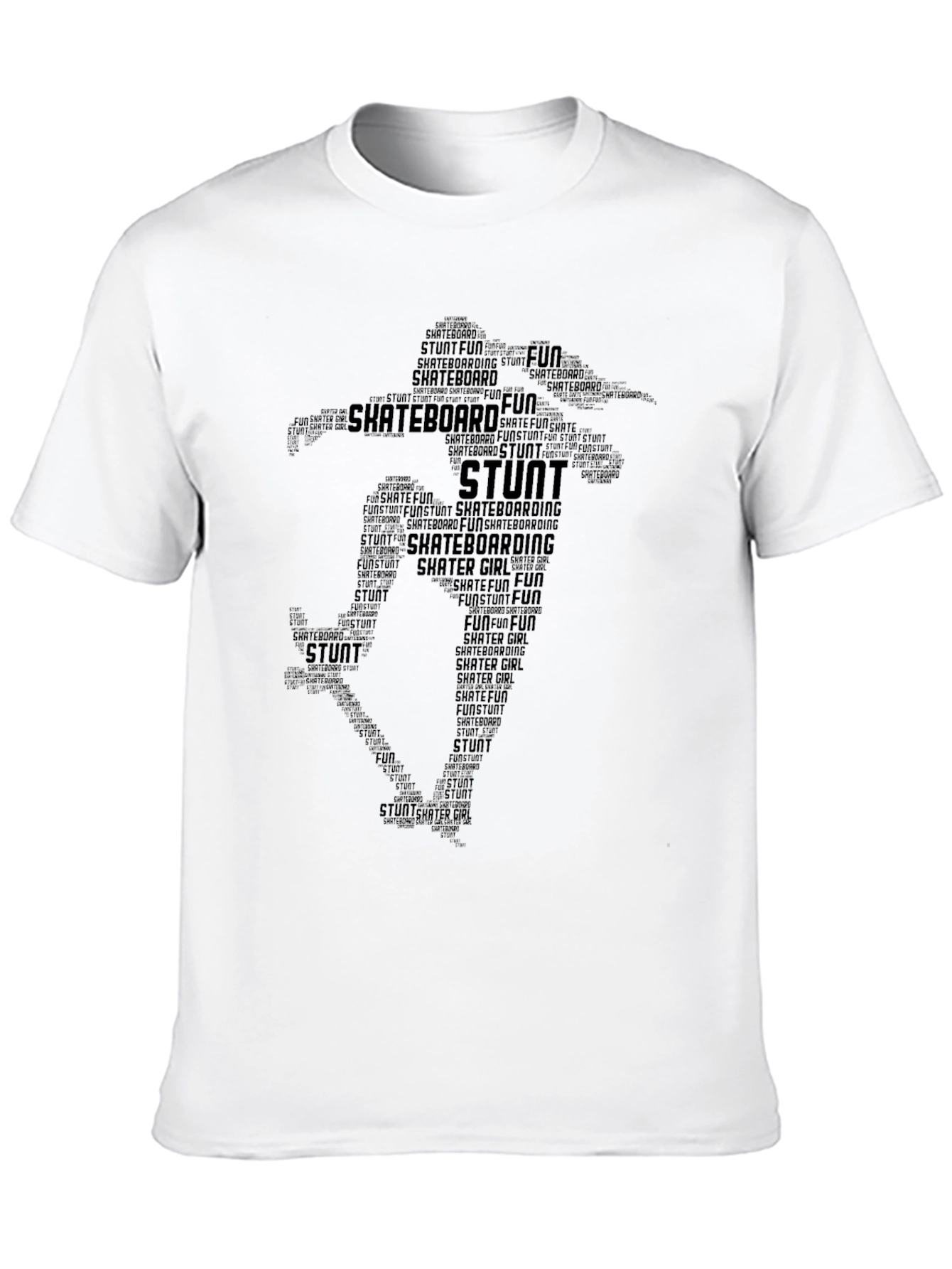 Skateboard Stunt Word Art Black T-Shirt