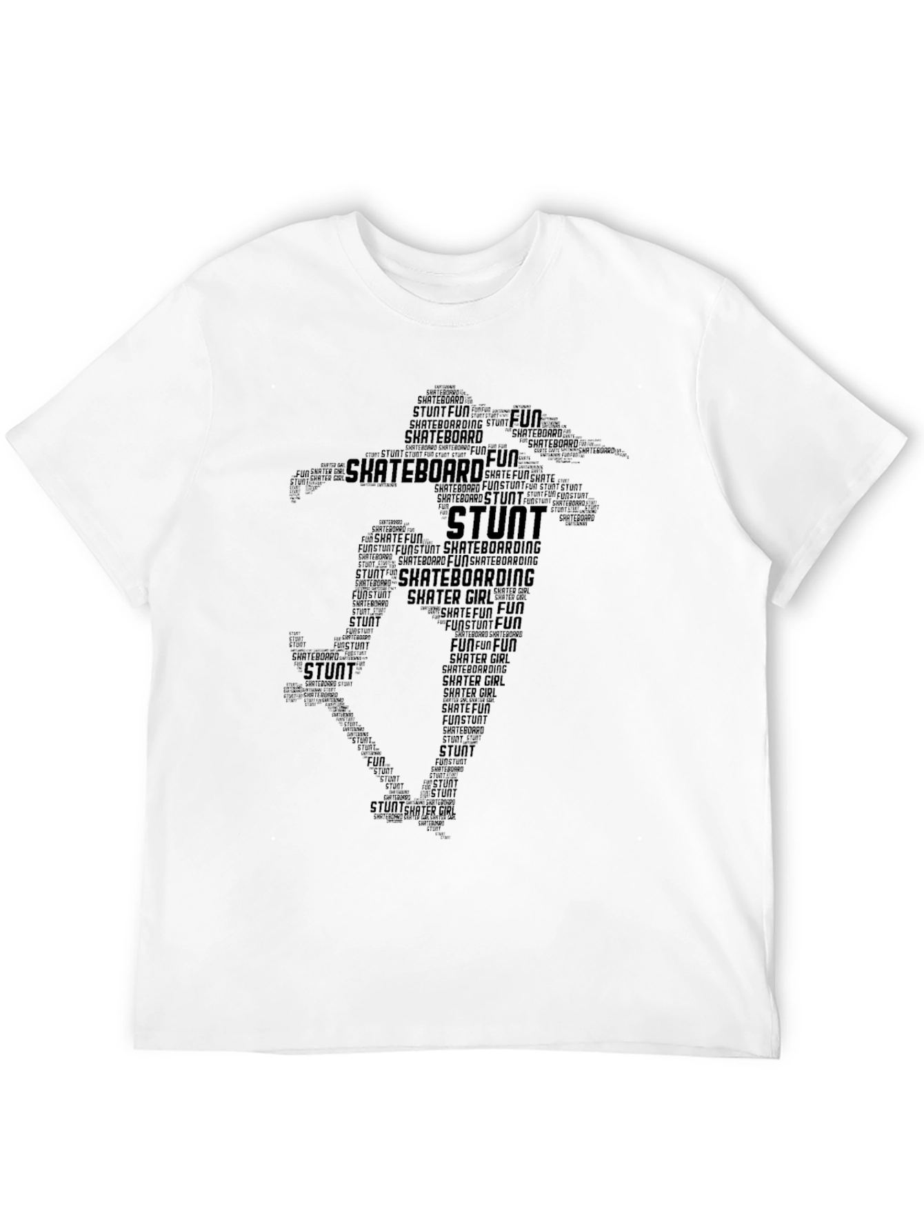 Skateboard Stunt Word Art Black T-Shirt