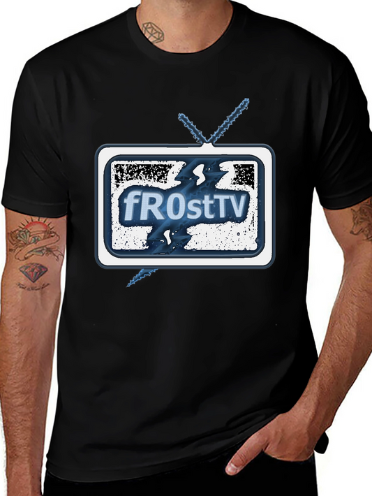 fROstTV Black Graphic T-Shirt for Men