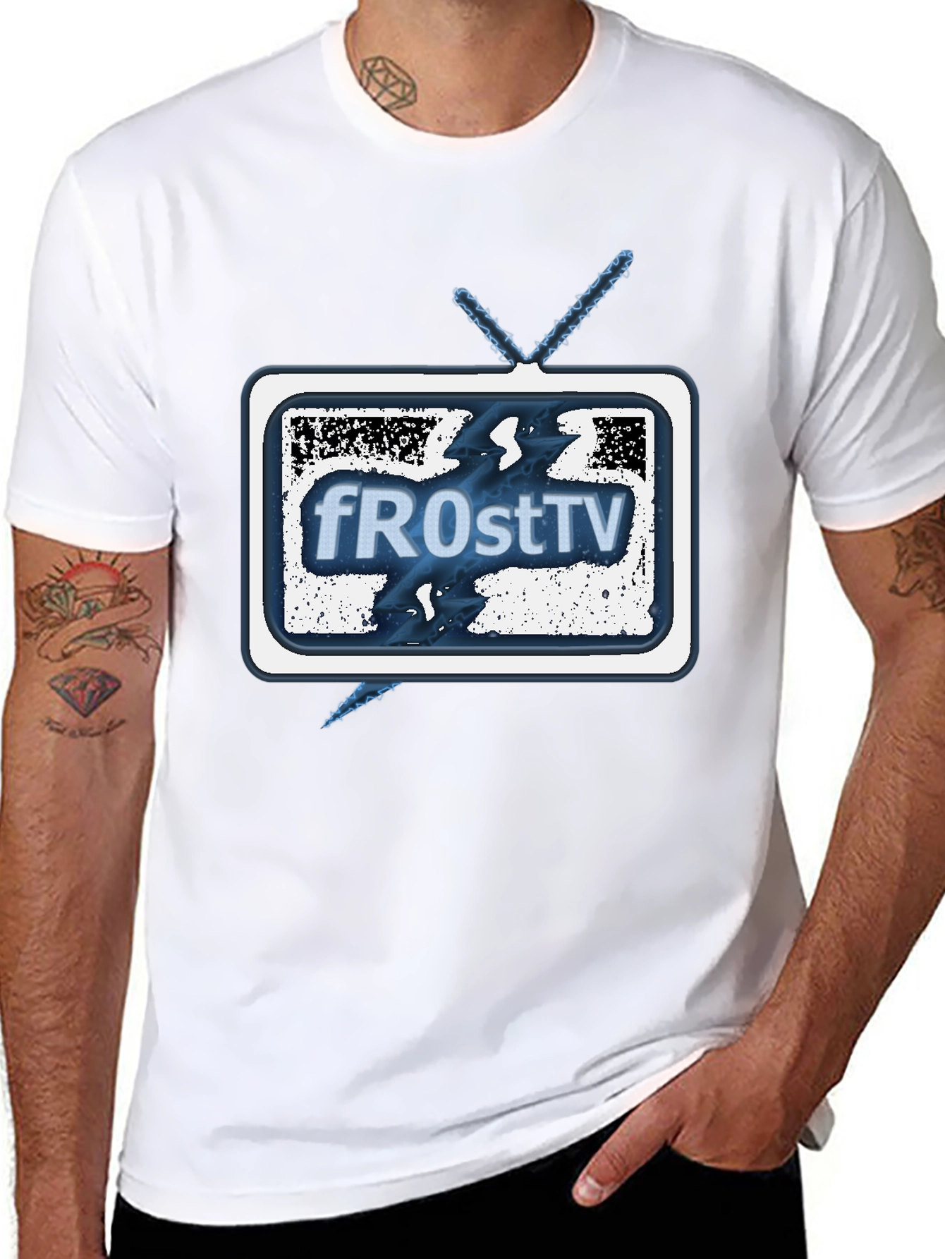 fROstTV Black Graphic T-Shirt for Men