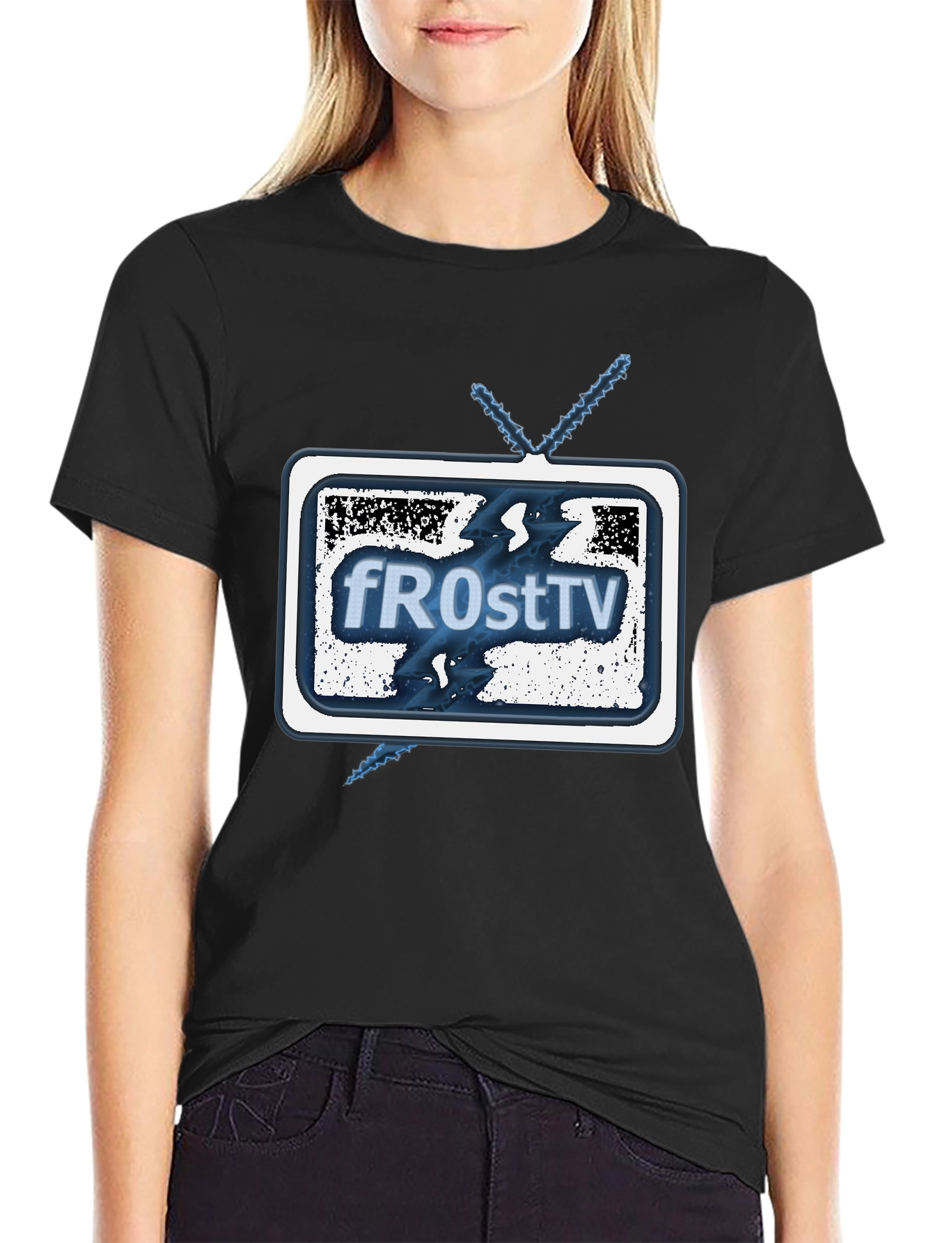 fROstTV Black Graphic T-Shirt for Men