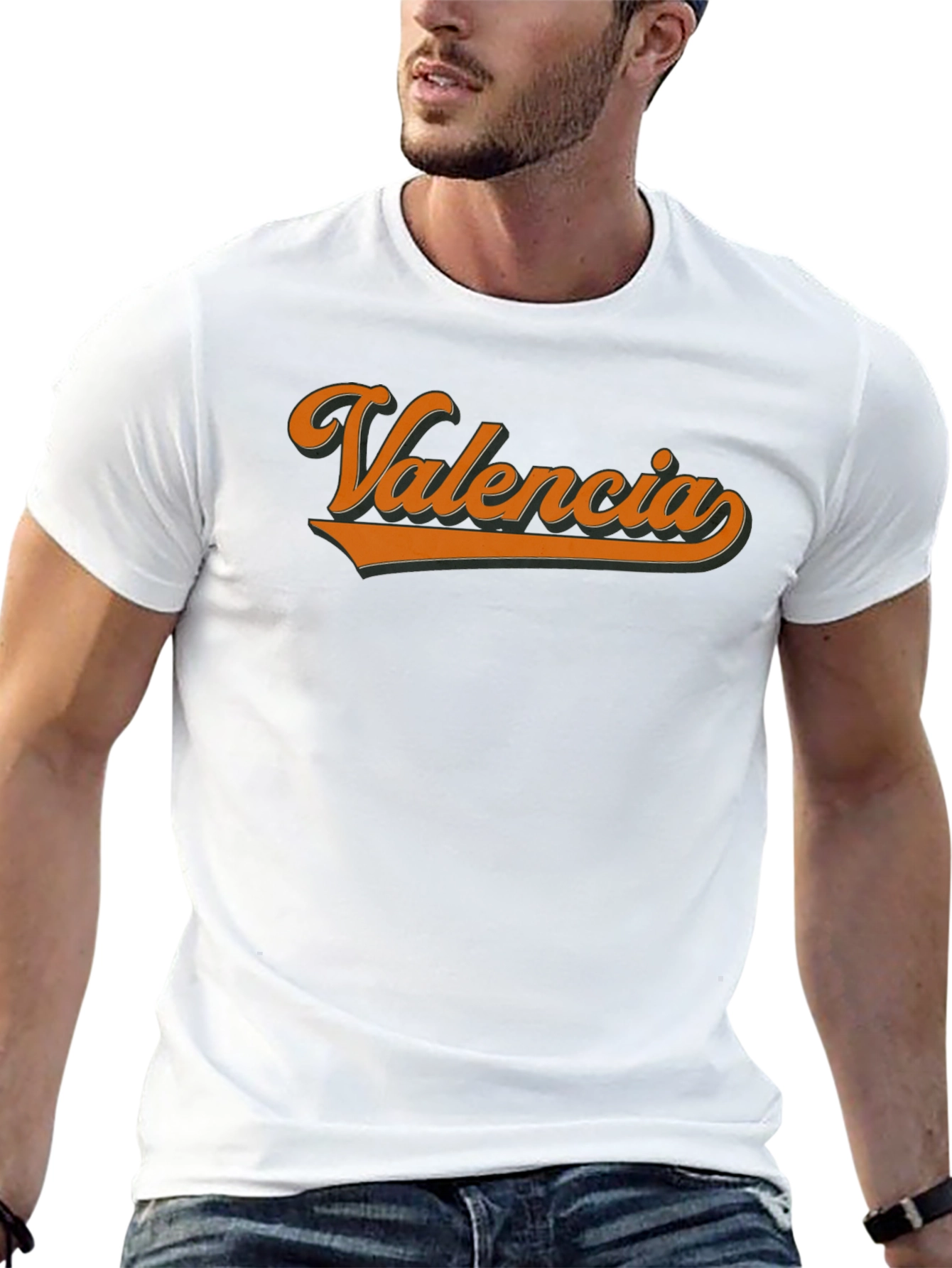 Valencia Retro Script T-Shirt - Black