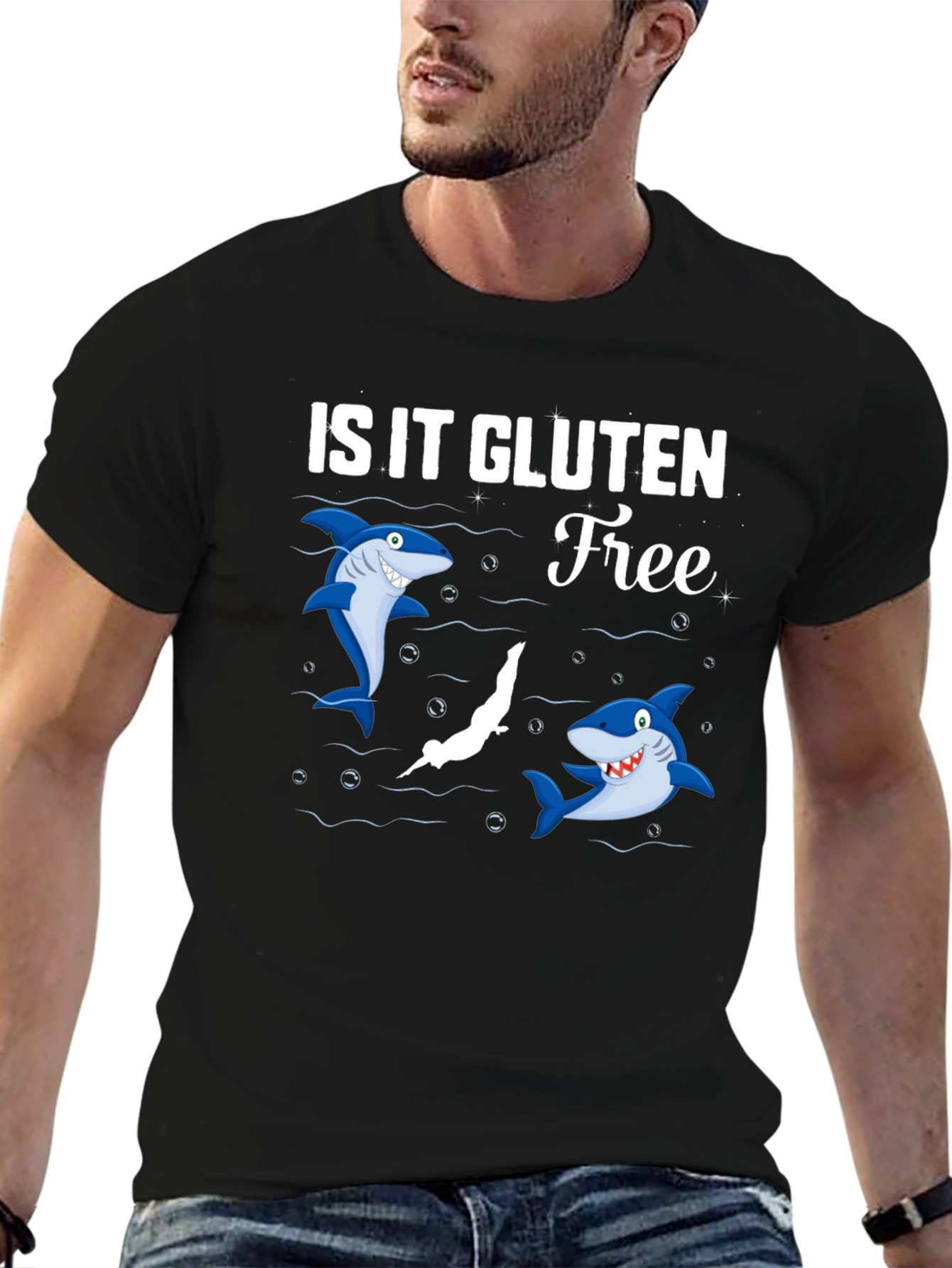Is It Gluten Free T-Shirt Funny Shark Diver Tee