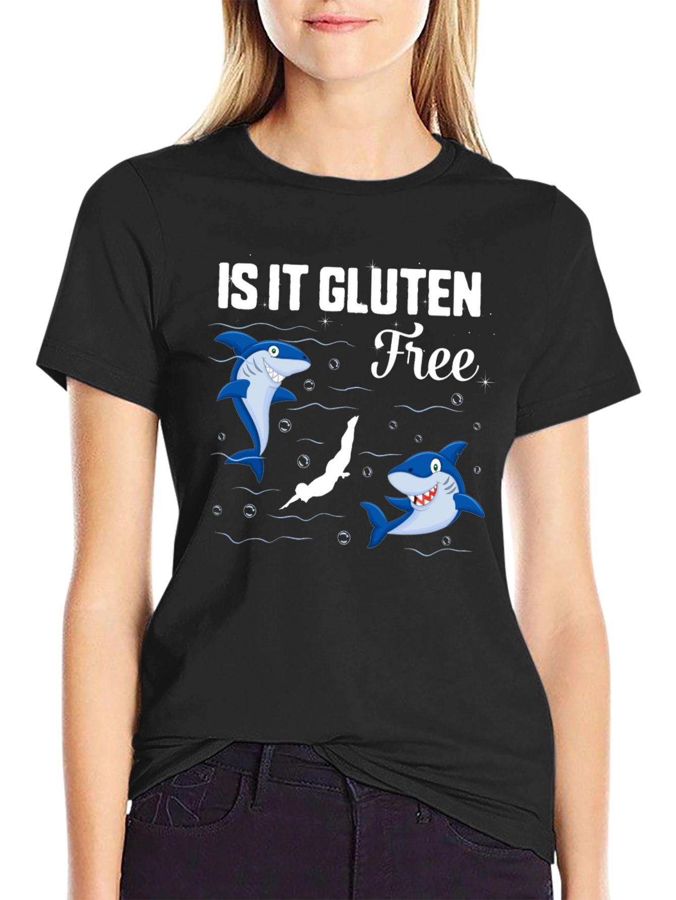 Is It Gluten Free T-Shirt Funny Shark Diver Tee