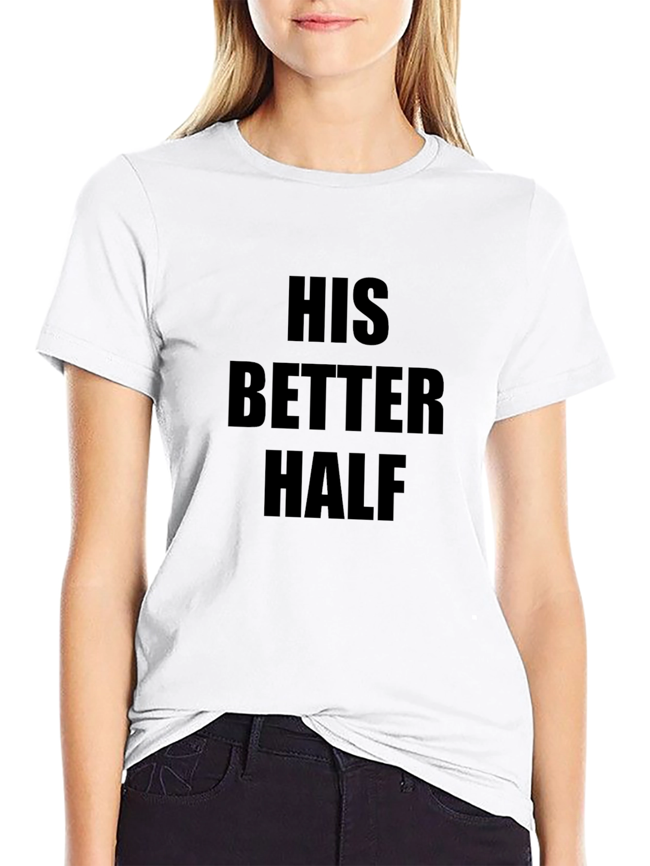 His Better Half Black Crewneck T-Shirt