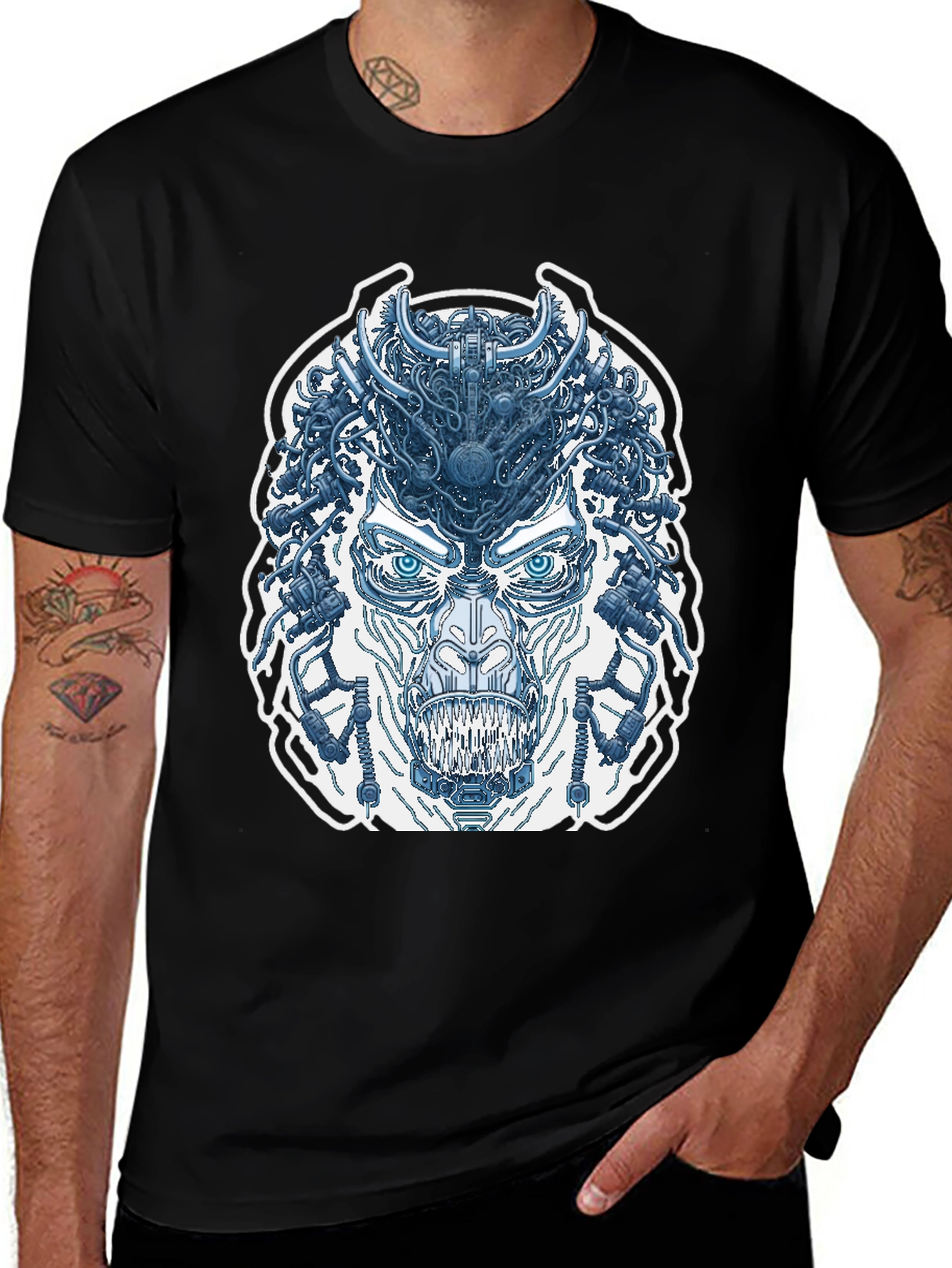 Cyberpunk Monster Graphic Tee - Black