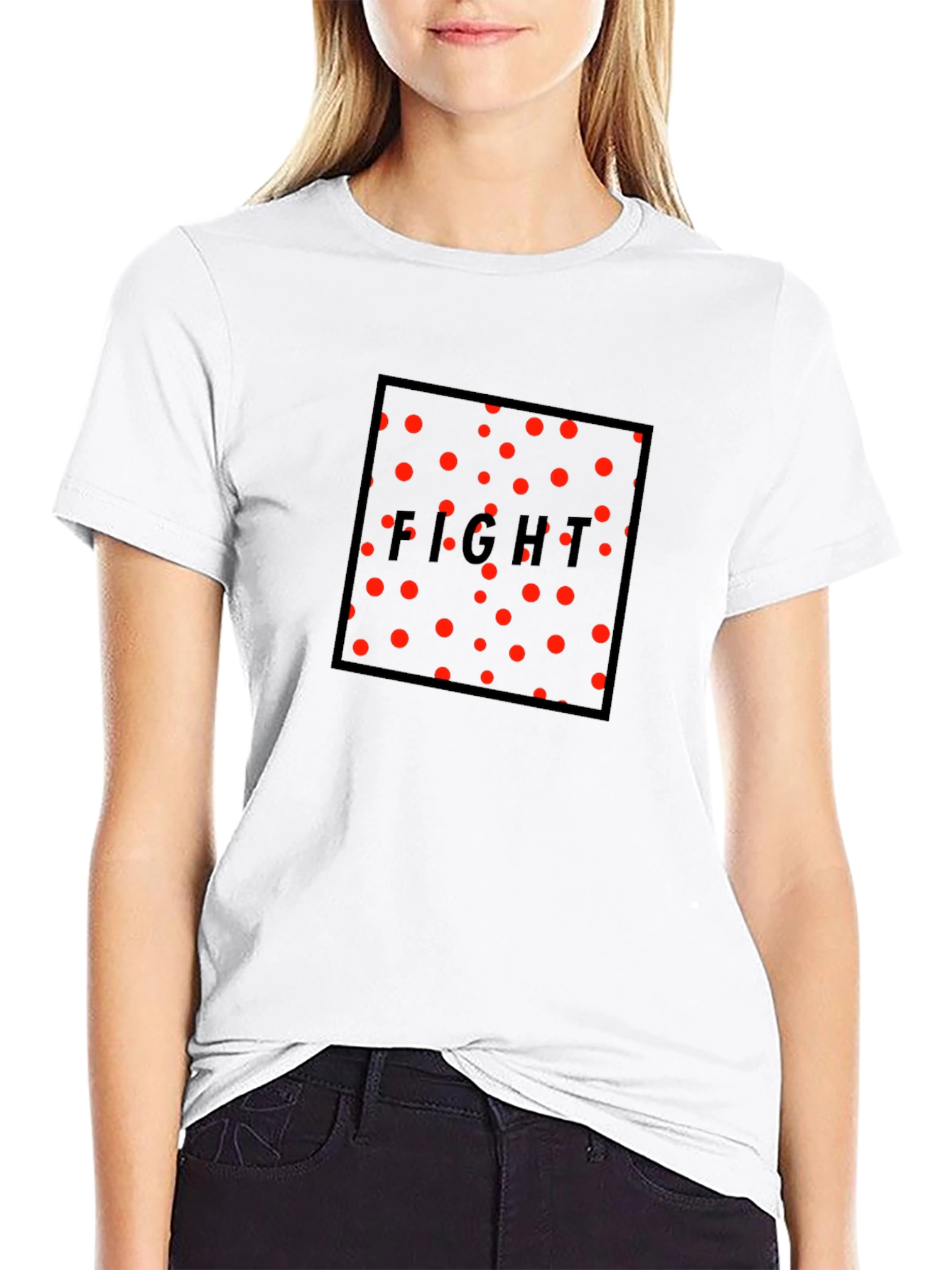 Fight Polka Dot Graphic Tee - Black