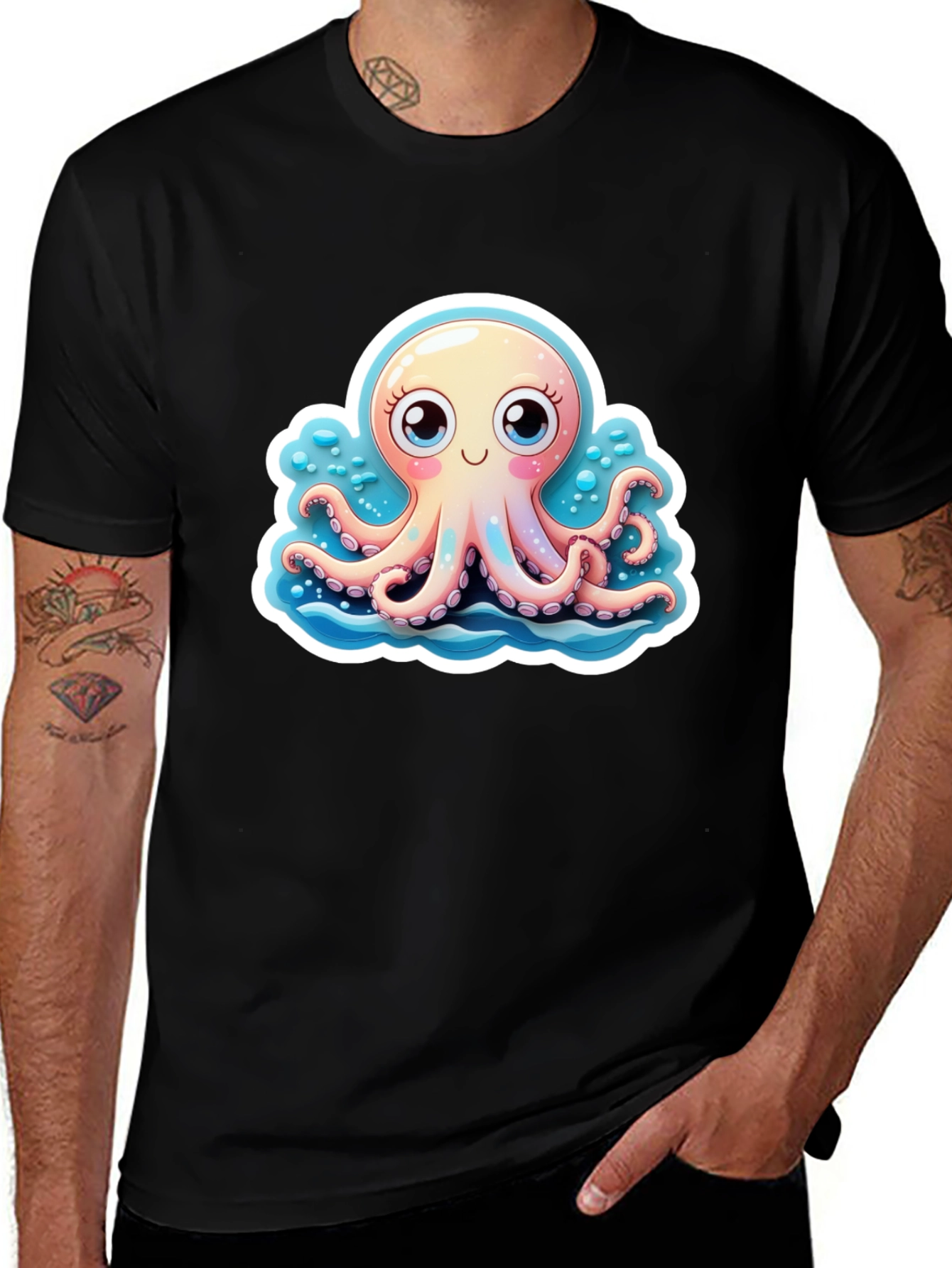 Cute Octopus Graphic Tee - Stylish Black T-Shirt