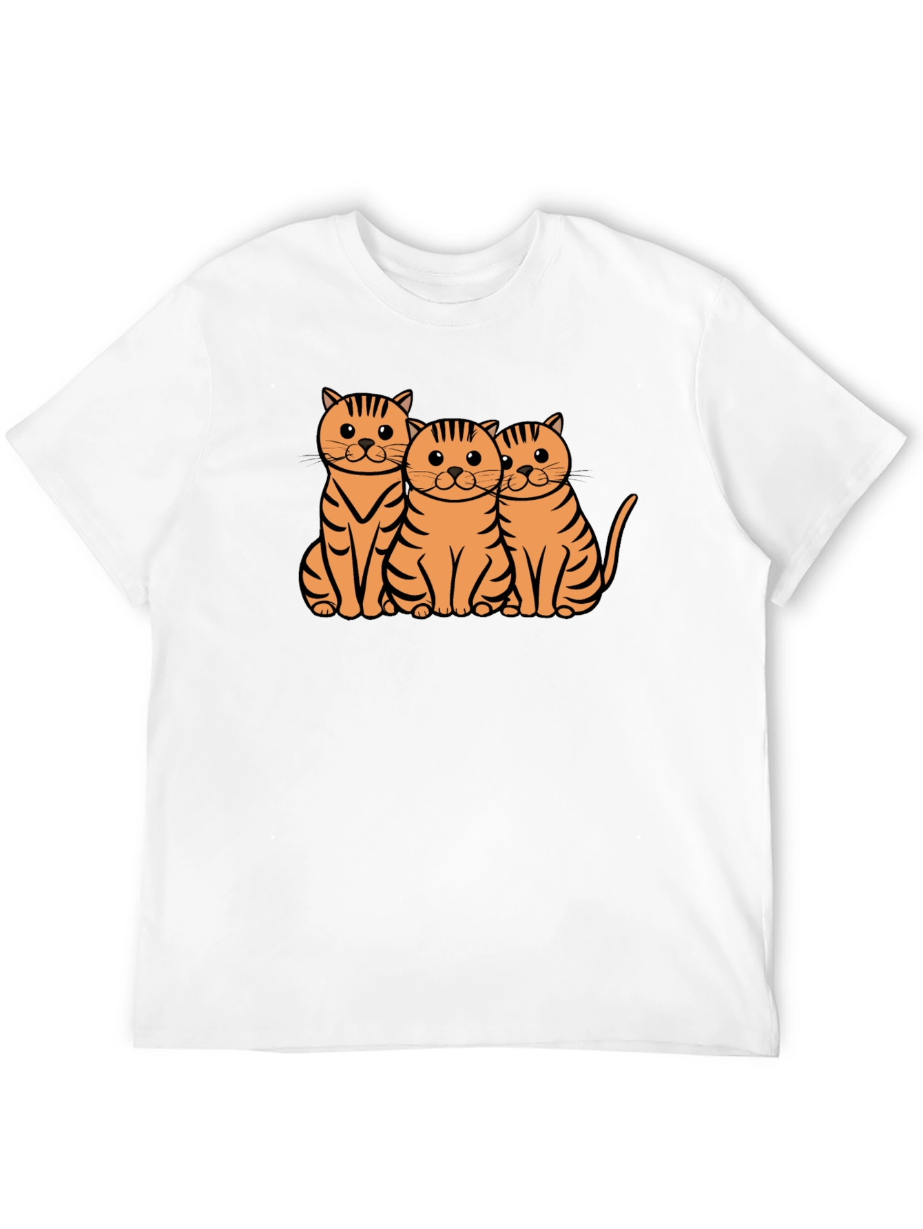 Cute Three Cats Graphic Tee - Black