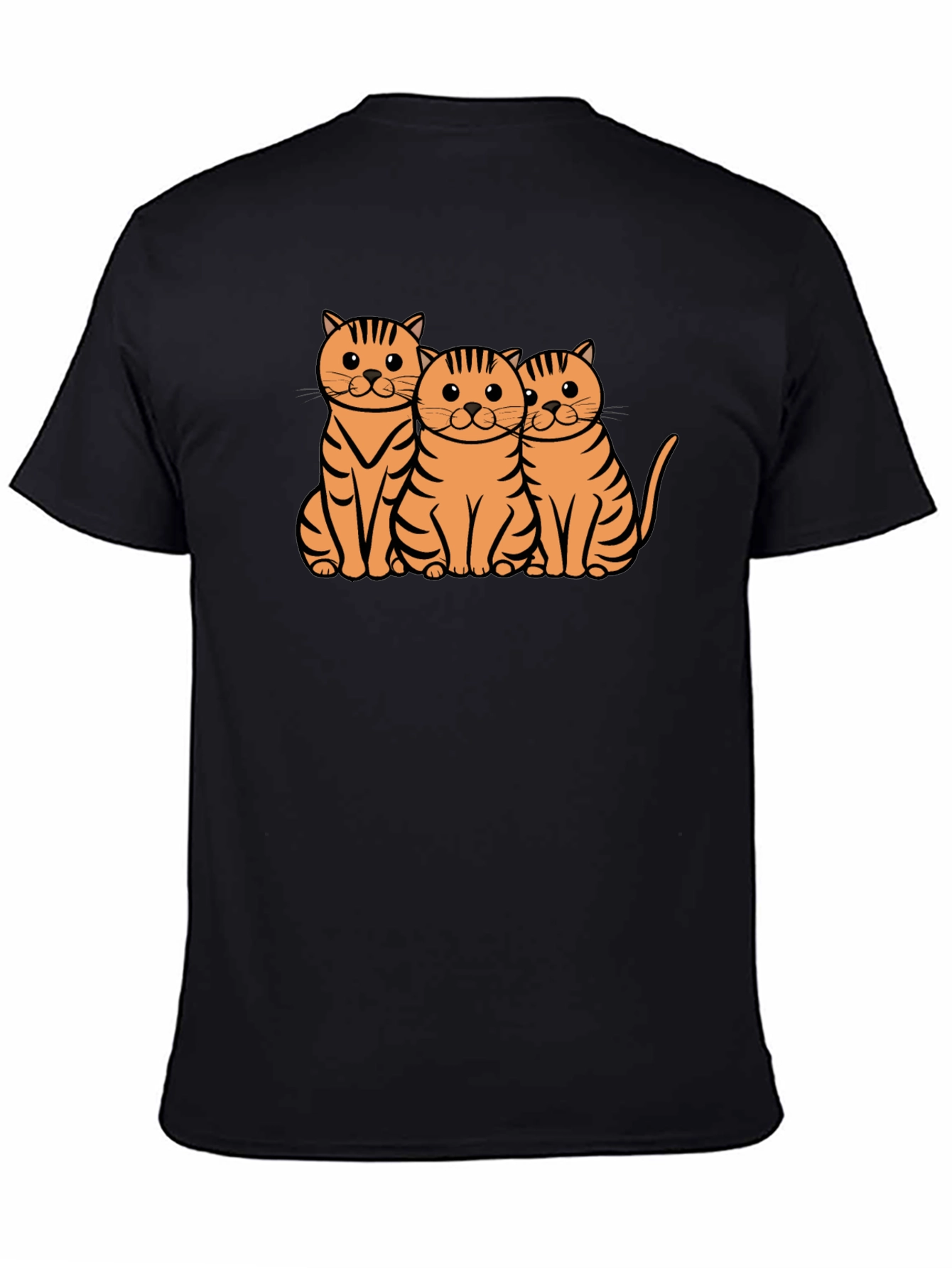 Cute Three Cats Graphic Tee - Black