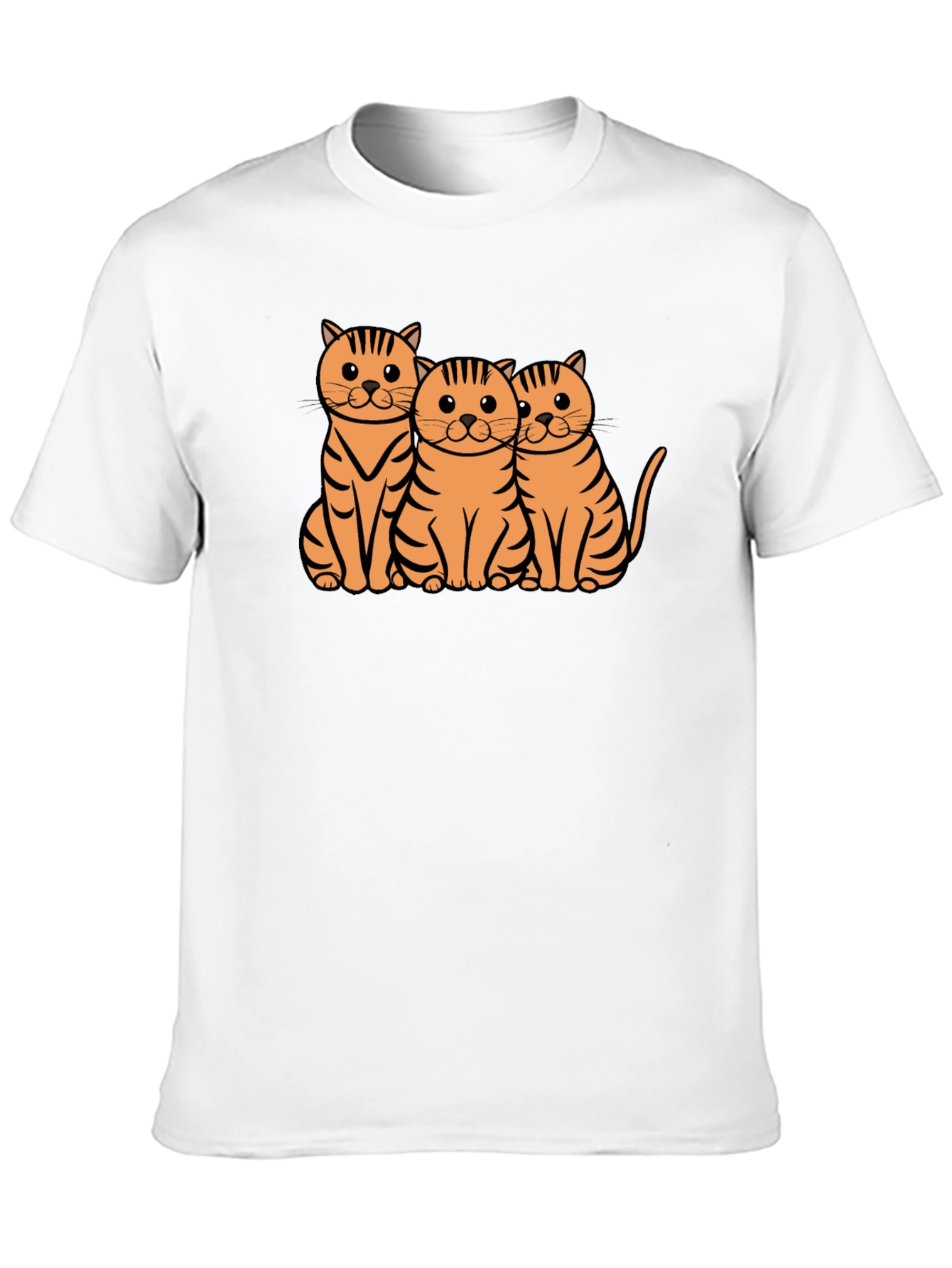 Cute Three Cats Graphic Tee - Black