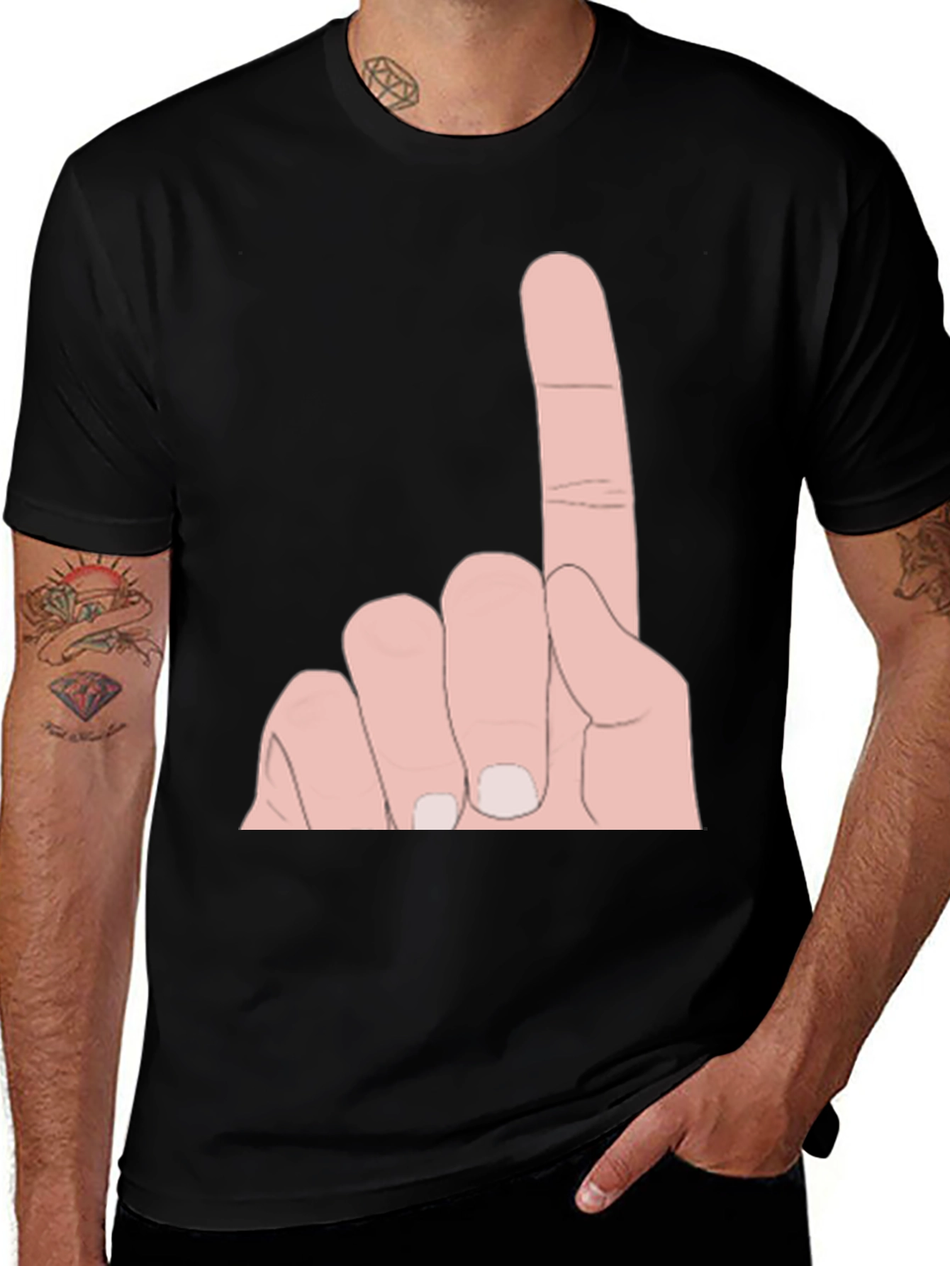 Novelty One Finger Salute Graphic Tee