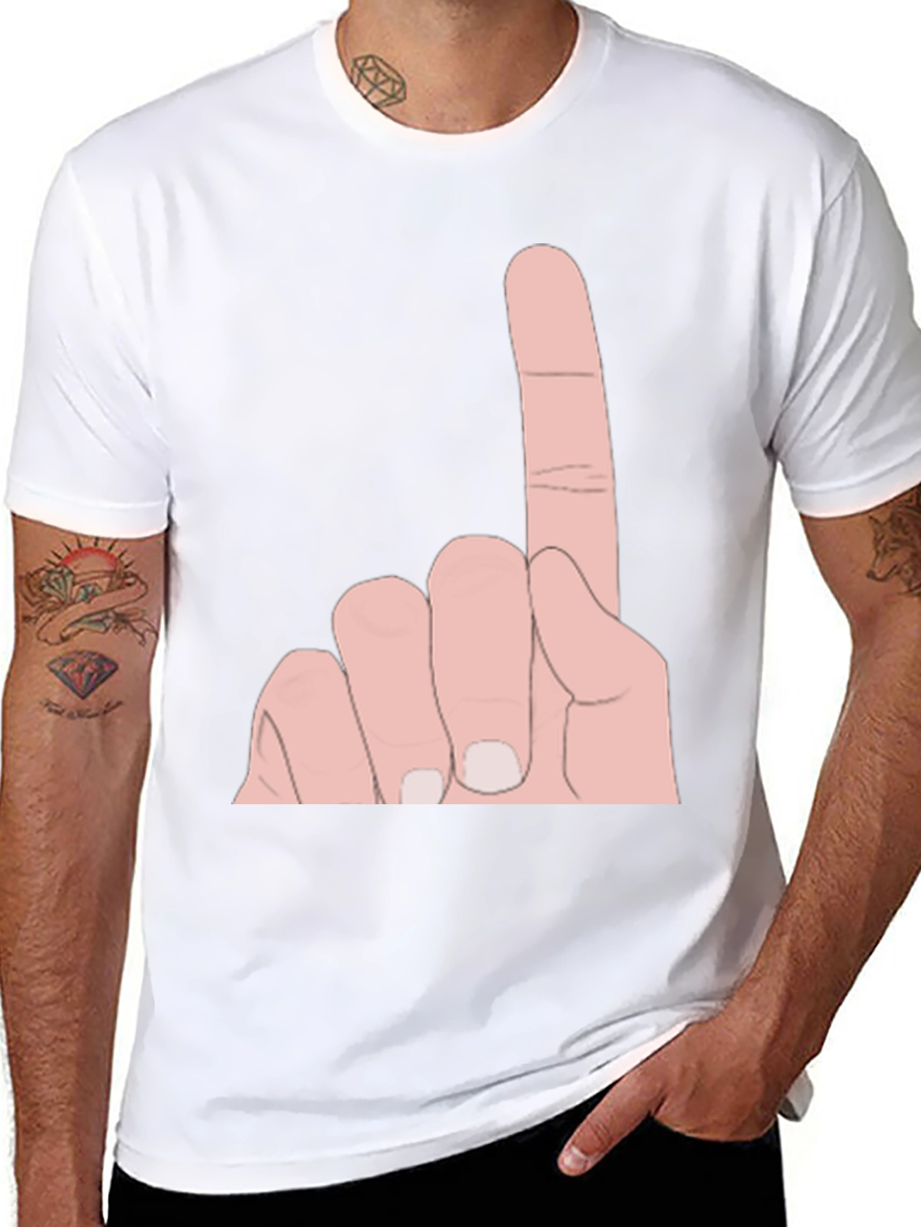 Novelty One Finger Salute Graphic Tee
