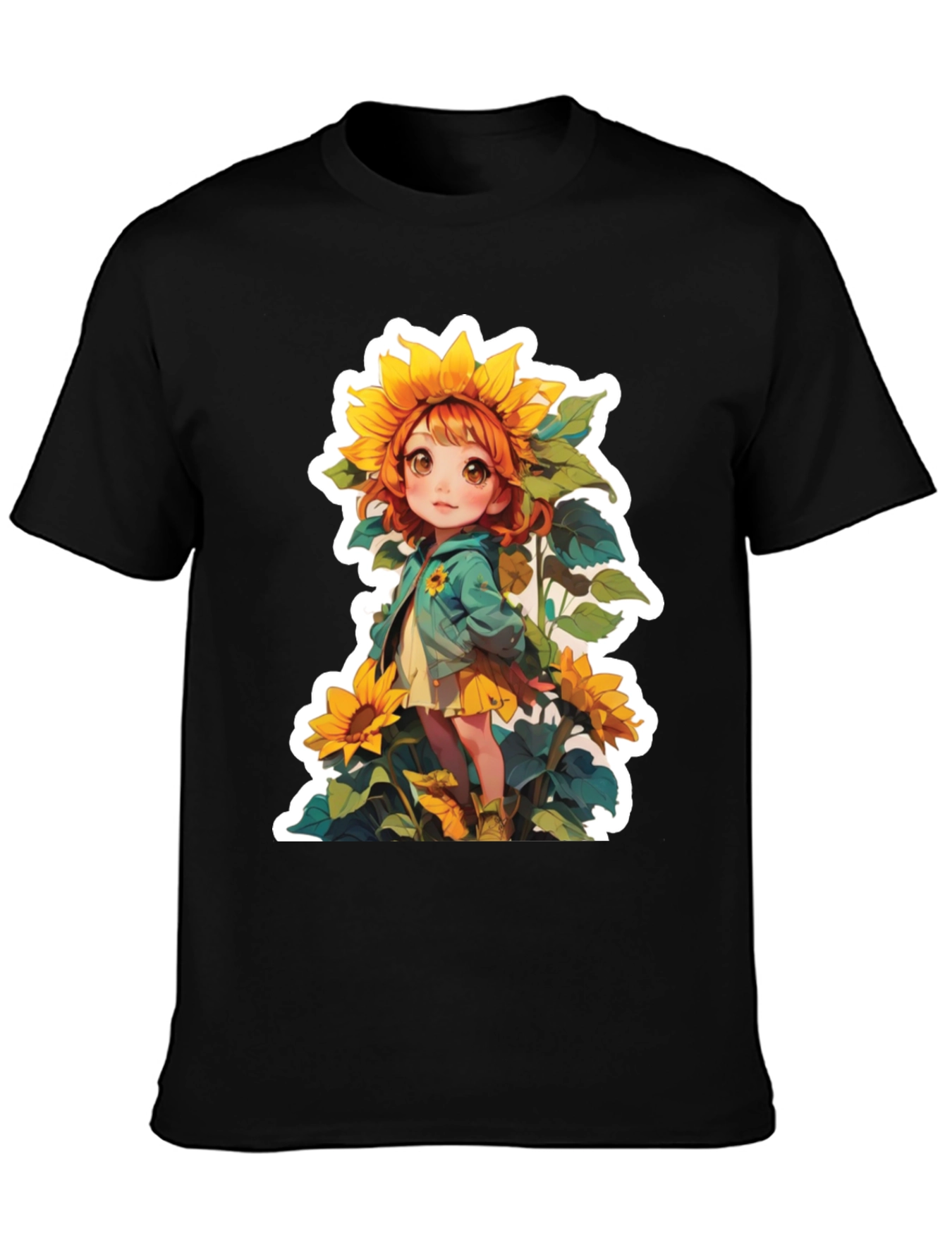 Sunflower Girl Graphic Tee - Cute Anime Style