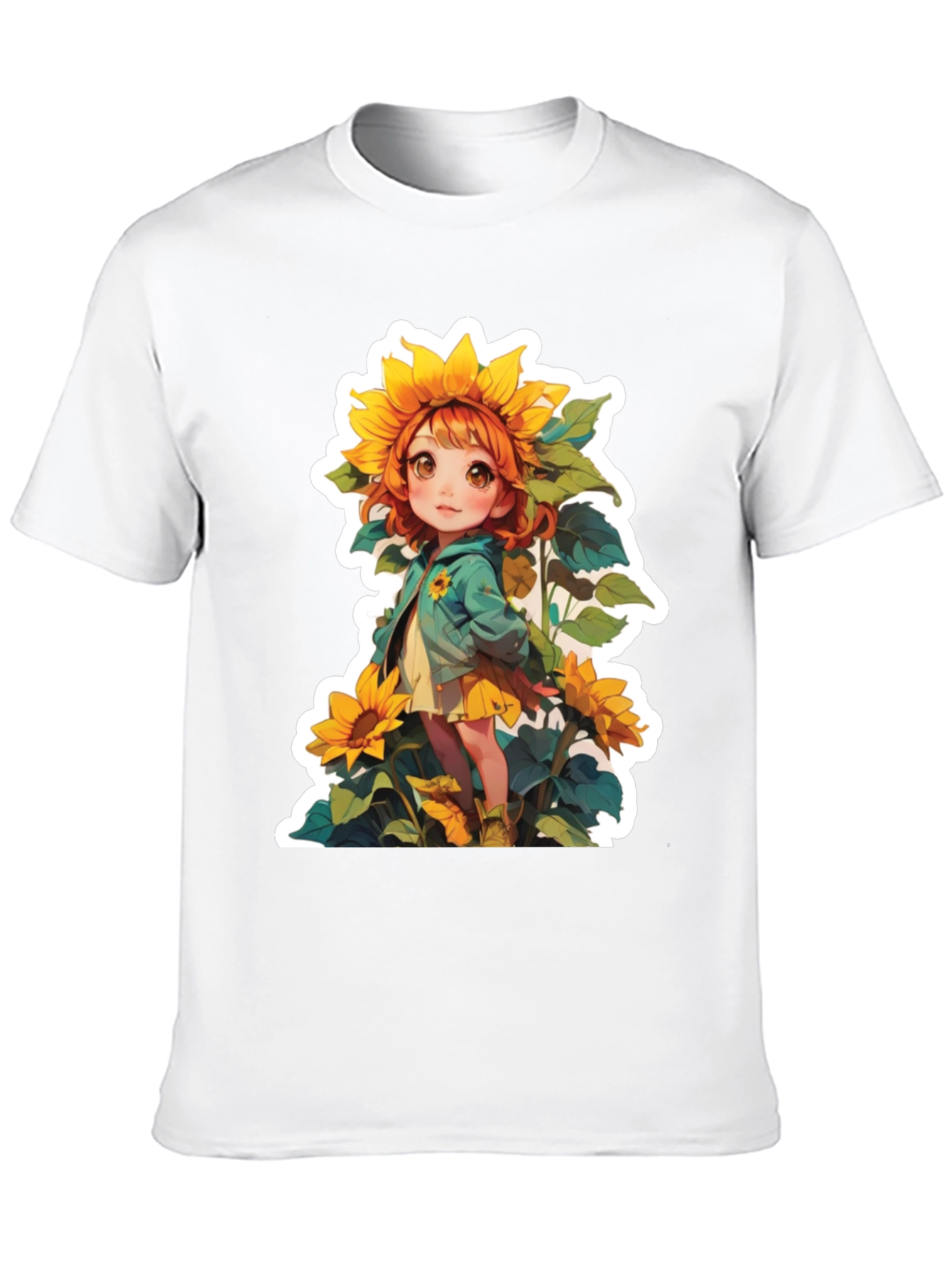 Sunflower Girl Graphic Tee - Cute Anime Style