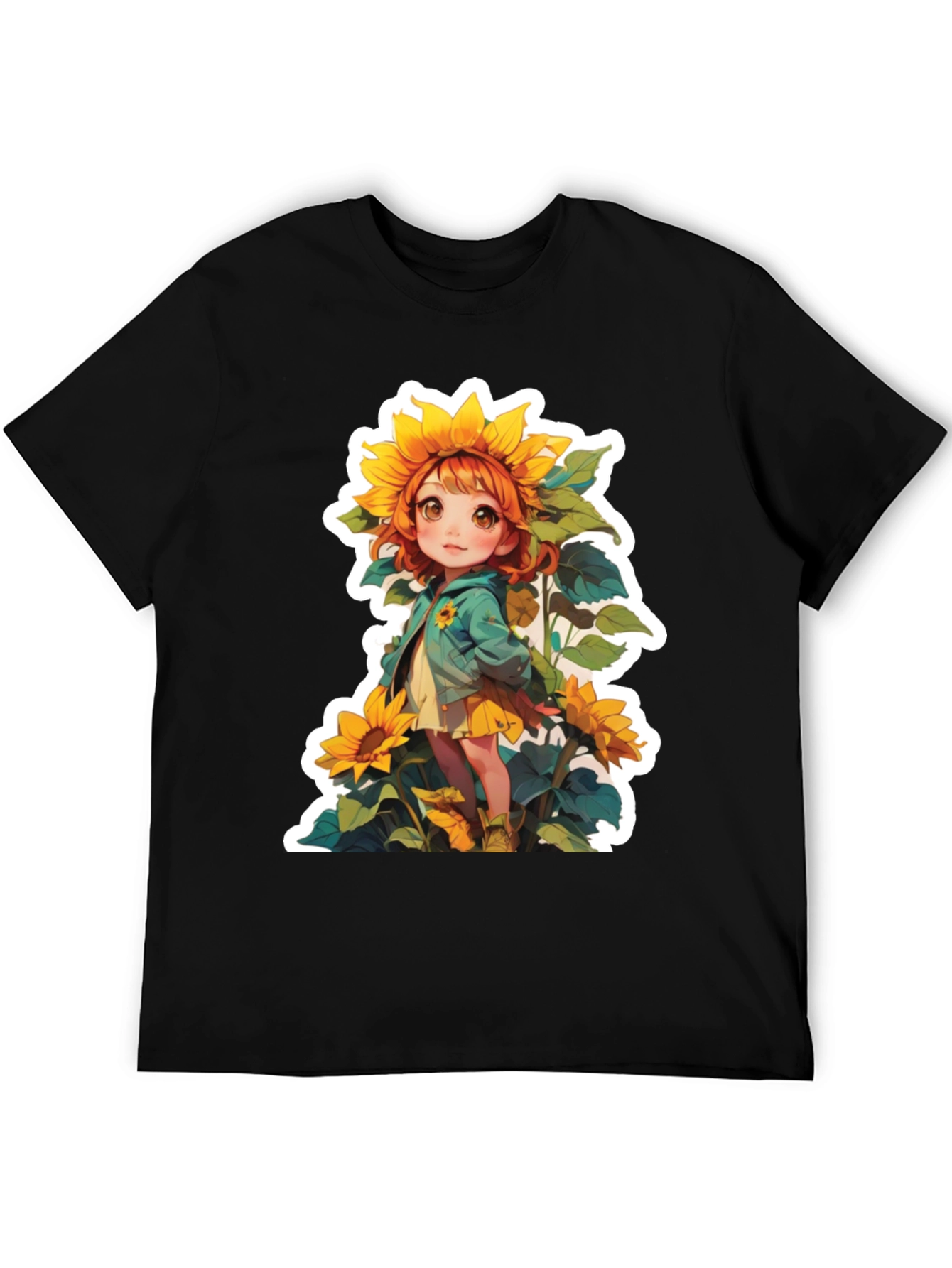 Sunflower Girl Graphic Tee - Cute Anime Style
