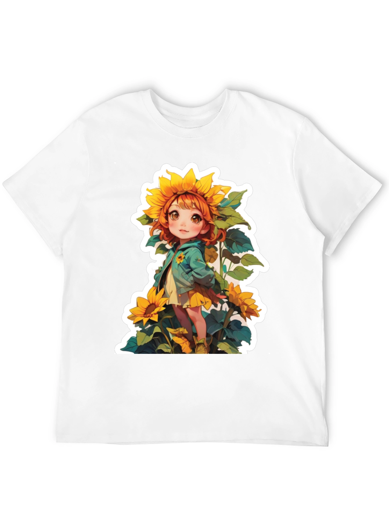 Sunflower Girl Graphic Tee - Cute Anime Style