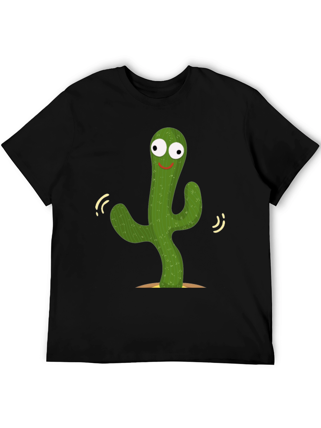 Dancing Cactus Graphic Tee - Black Cotton T-Shirt